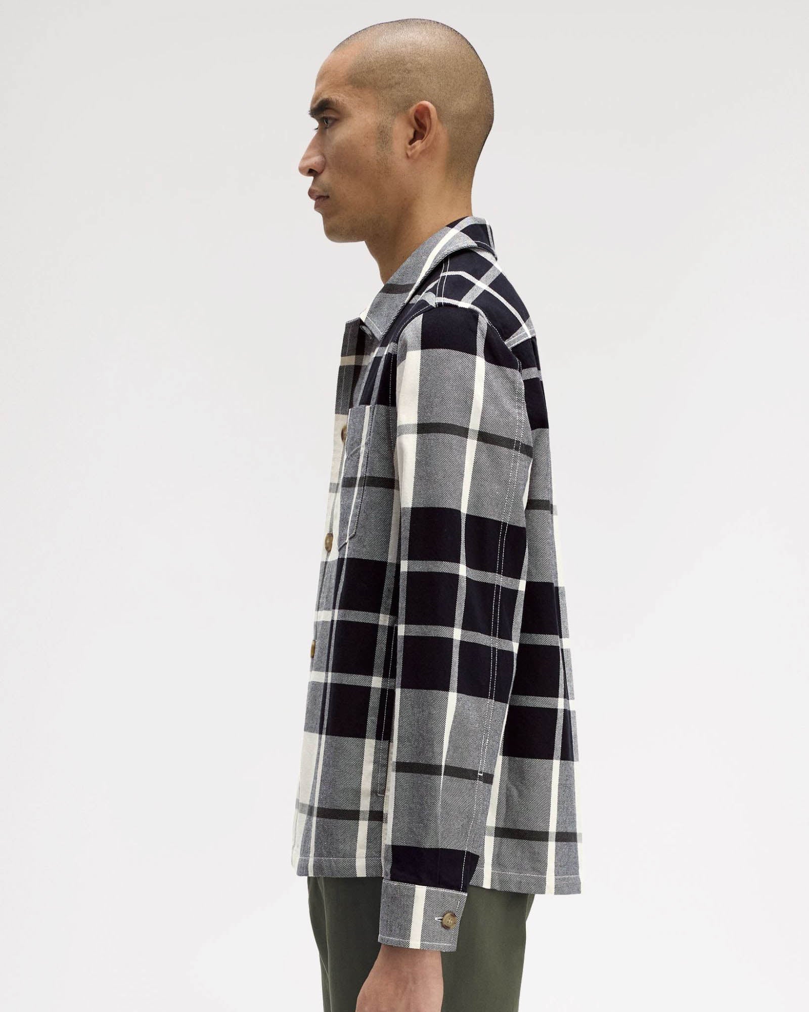 Fred Perry Mens Tartan Twill Overshirt - Ecru 560 - Image 7