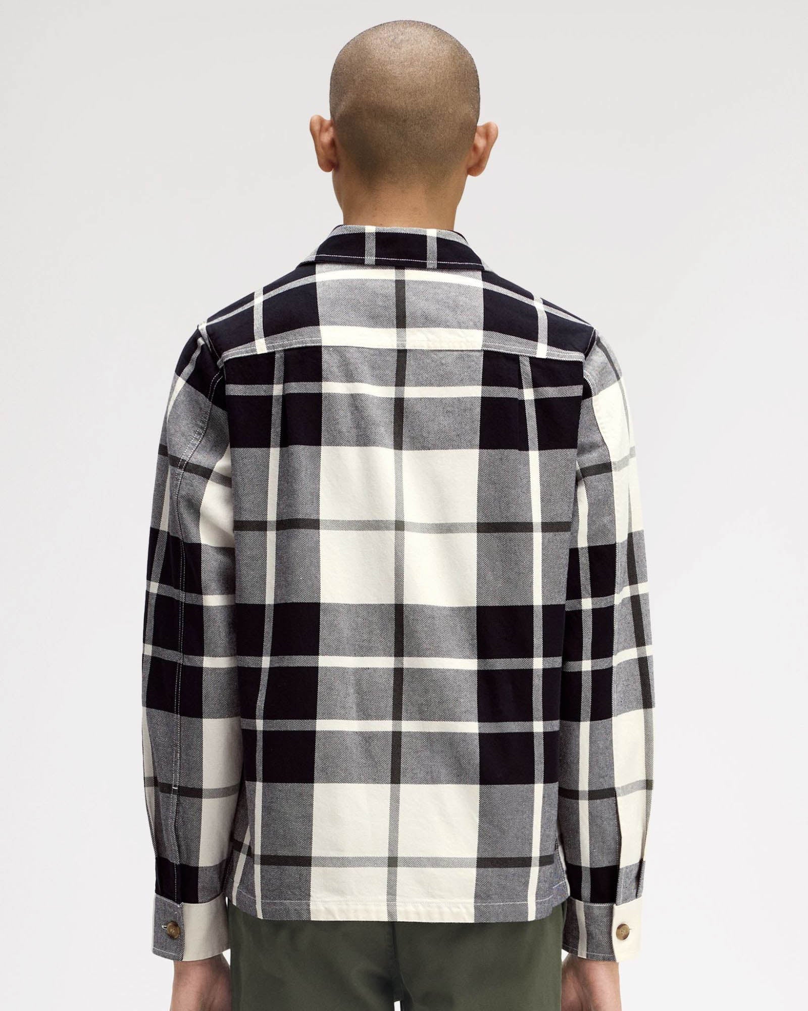 Fred Perry Mens Tartan Twill Overshirt - Ecru 560 - Image 8