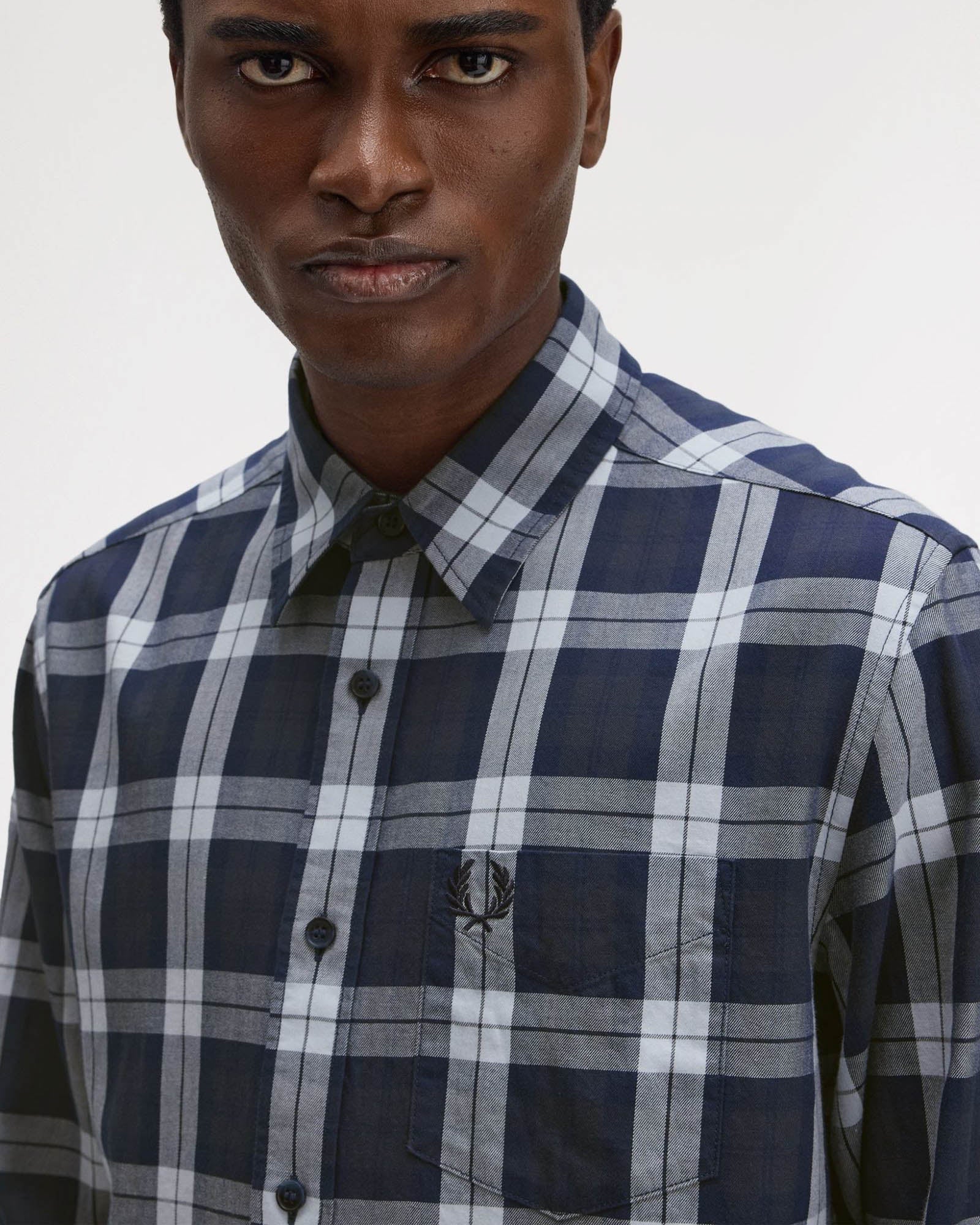 Fred Perry Mens Tartan Twill Shirt - Dark Airforce 738 - Image 3