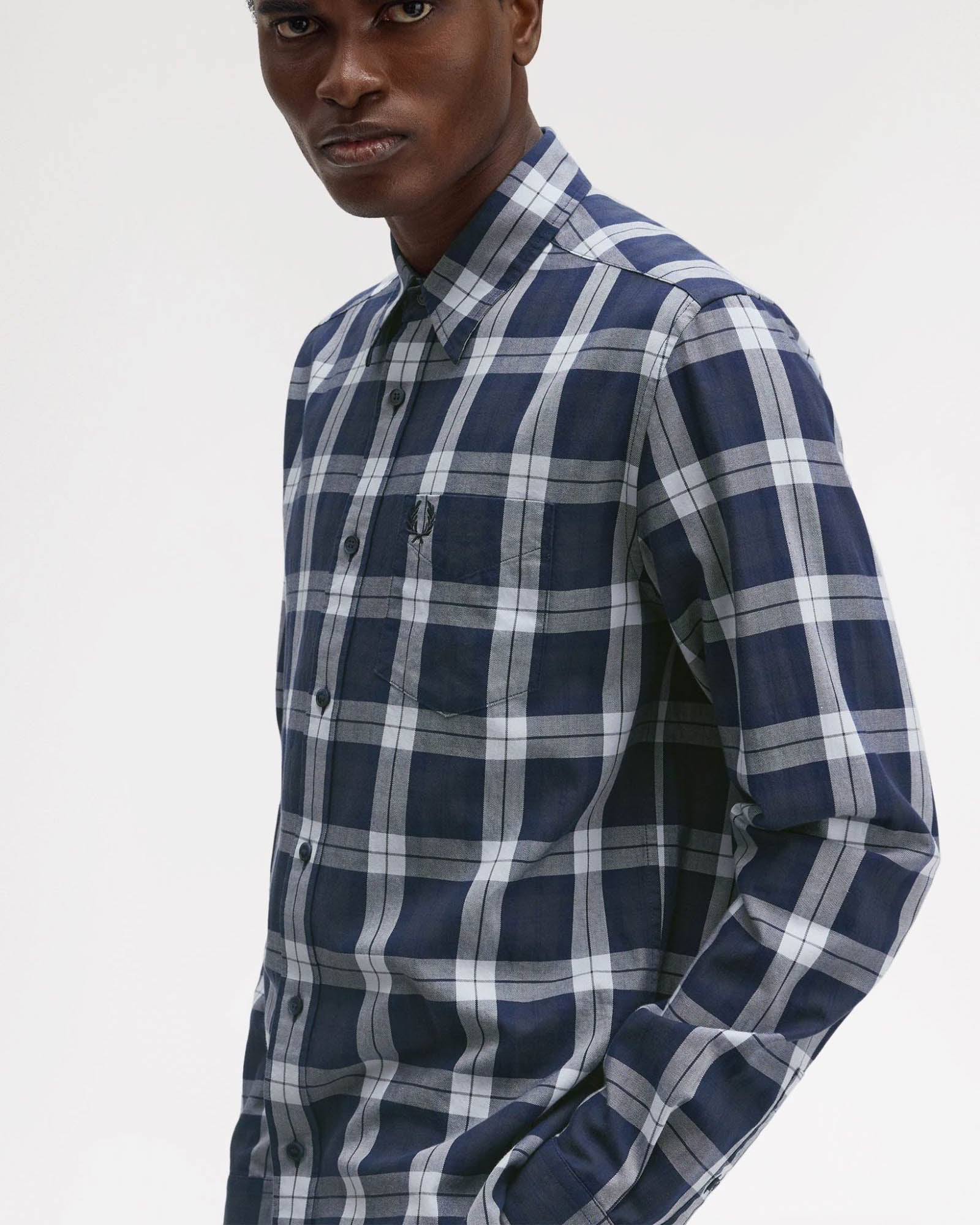 Fred Perry Mens Tartan Twill Shirt - Dark Airforce 738 - Image 4