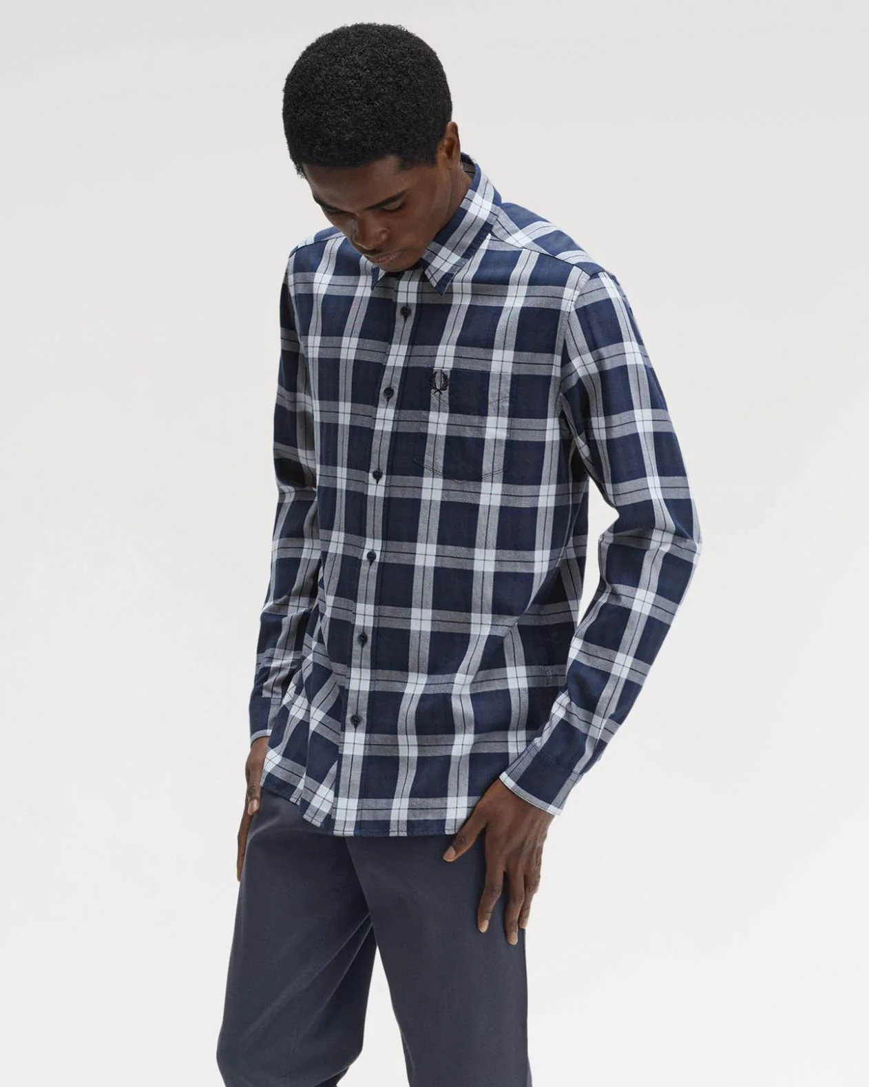 Fred Perry Mens Tartan Twill Shirt - Dark Airforce 738 - Image 5