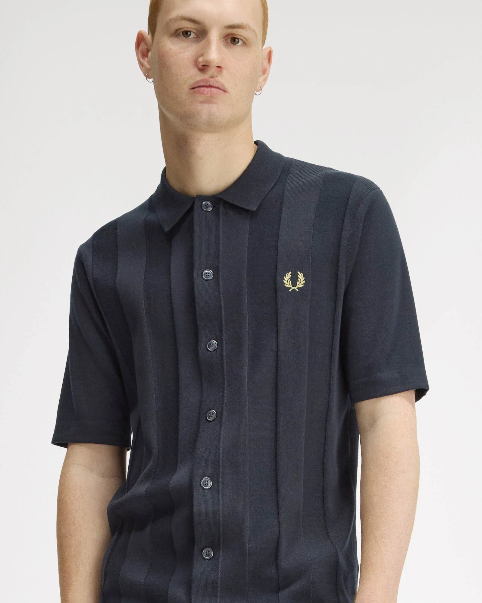 Fred Perry Mens Tonal Vertical Stripe Polo Shirt - Navy 608 - Image 5