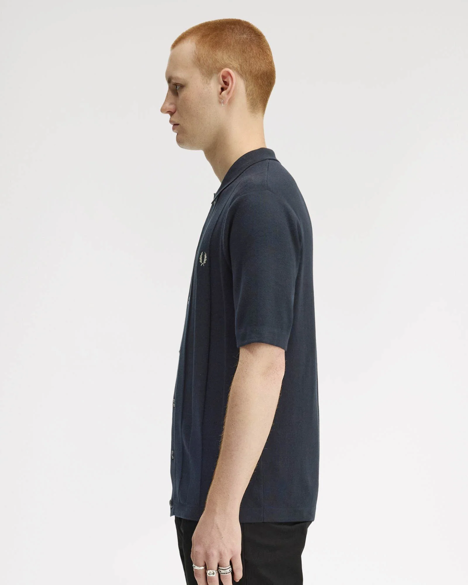 Fred Perry Mens Tonal Vertical Stripe Polo Shirt - Navy 608 - Image 6