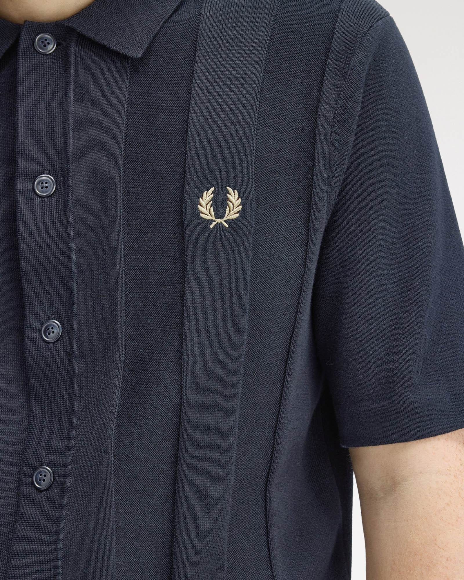 Fred Perry Mens Tonal Vertical Stripe Polo Shirt - Navy 608 - Image 7