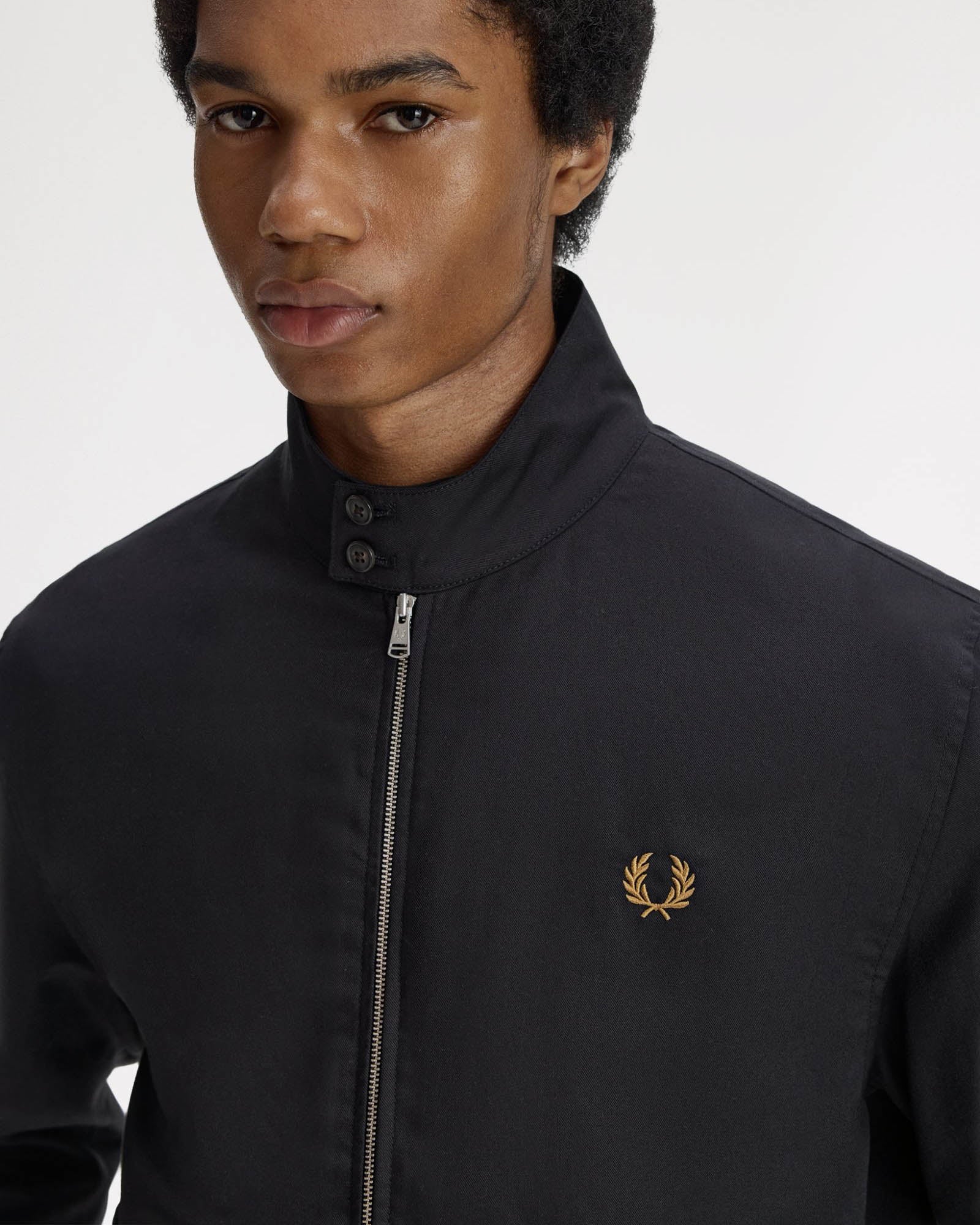 Fred Perry Mens Twill Harrington Jacket - Black 102 - Image 2