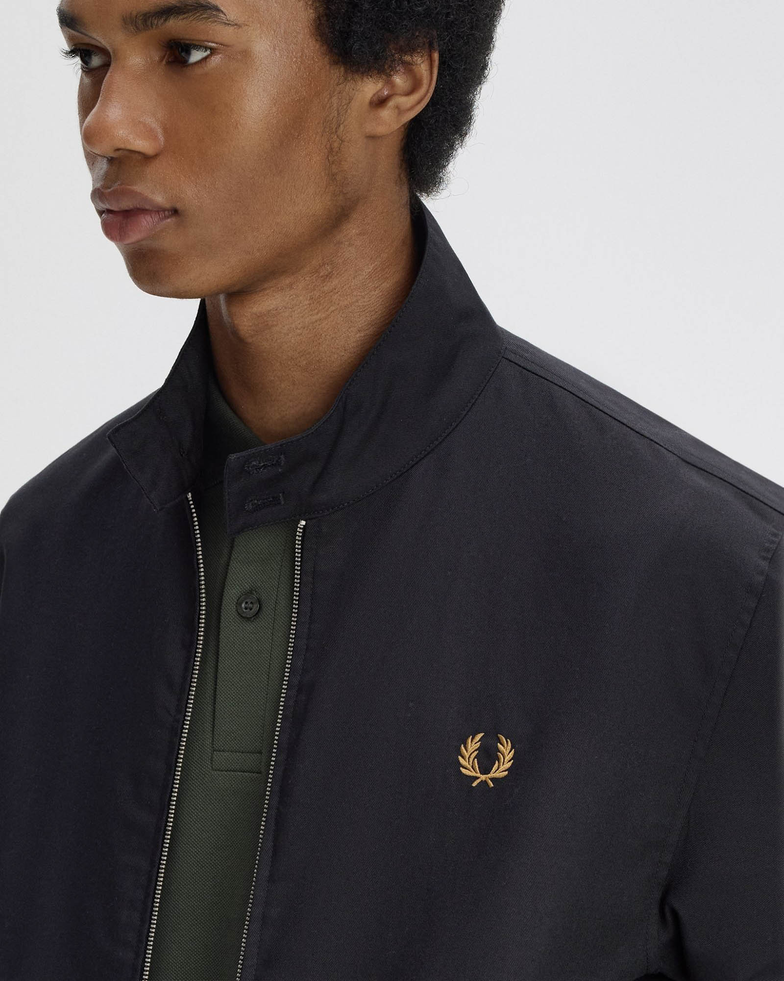 Fred Perry Mens Twill Harrington Jacket - Black 102 - Image 3