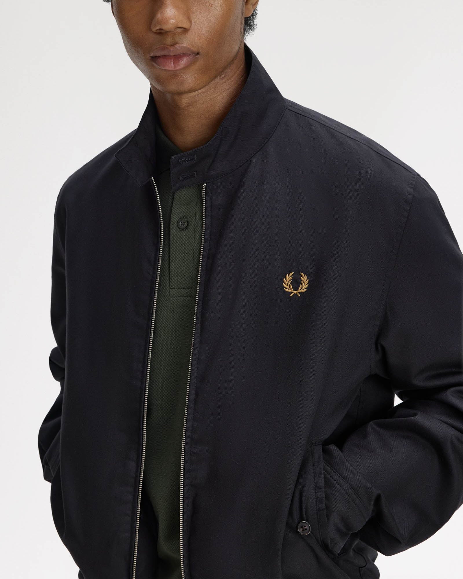 Fred Perry Mens Twill Harrington Jacket - Black 102 - Image 4