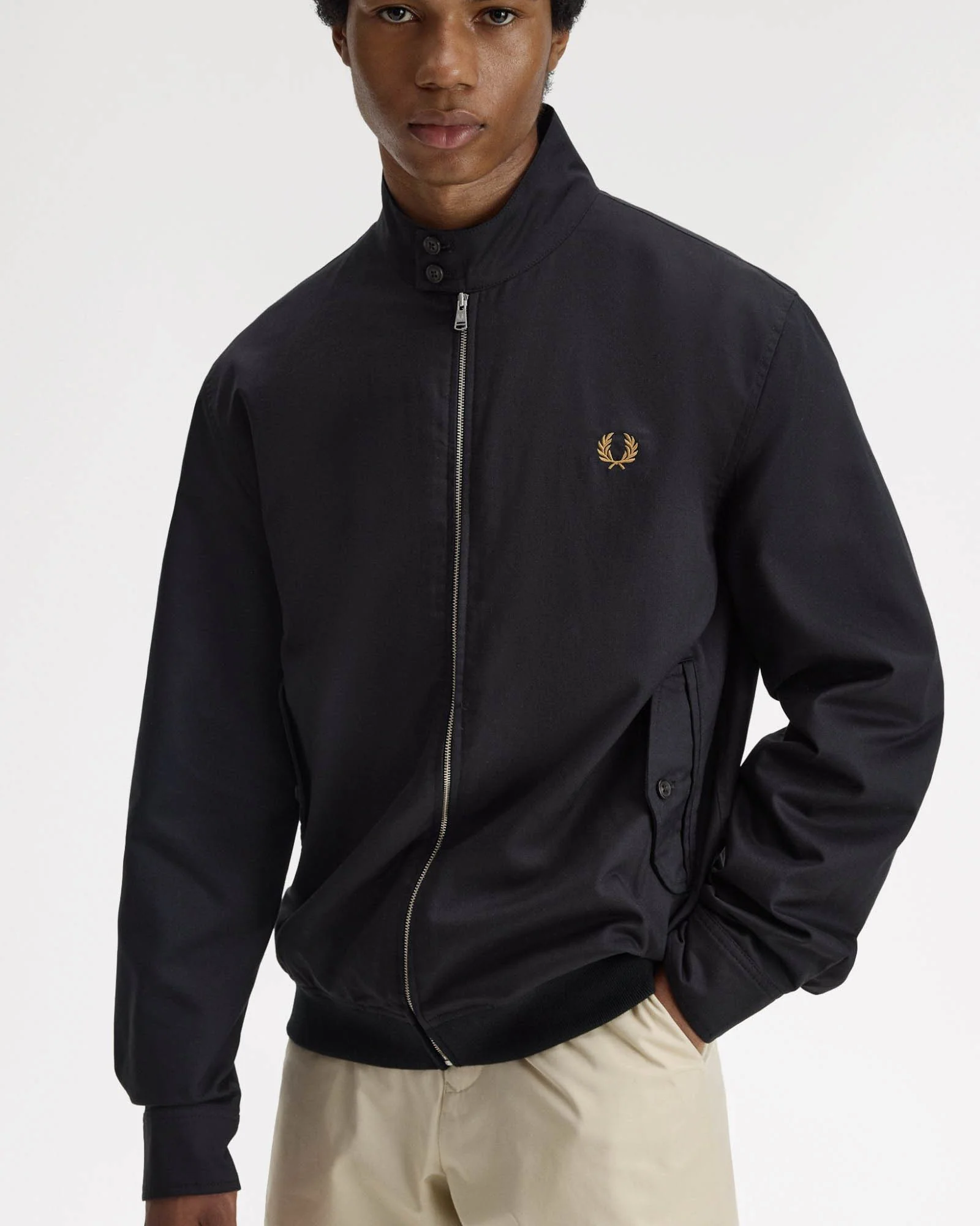 Fred Perry Mens Twill Harrington Jacket - Black 102 - Image 5