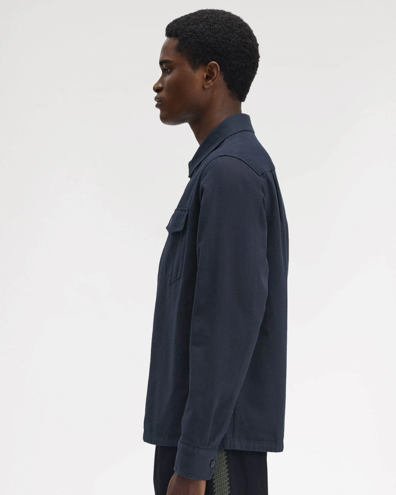 Fred Perry Mens Twill Zip Through Overshirt - Navy 608 - Image 7