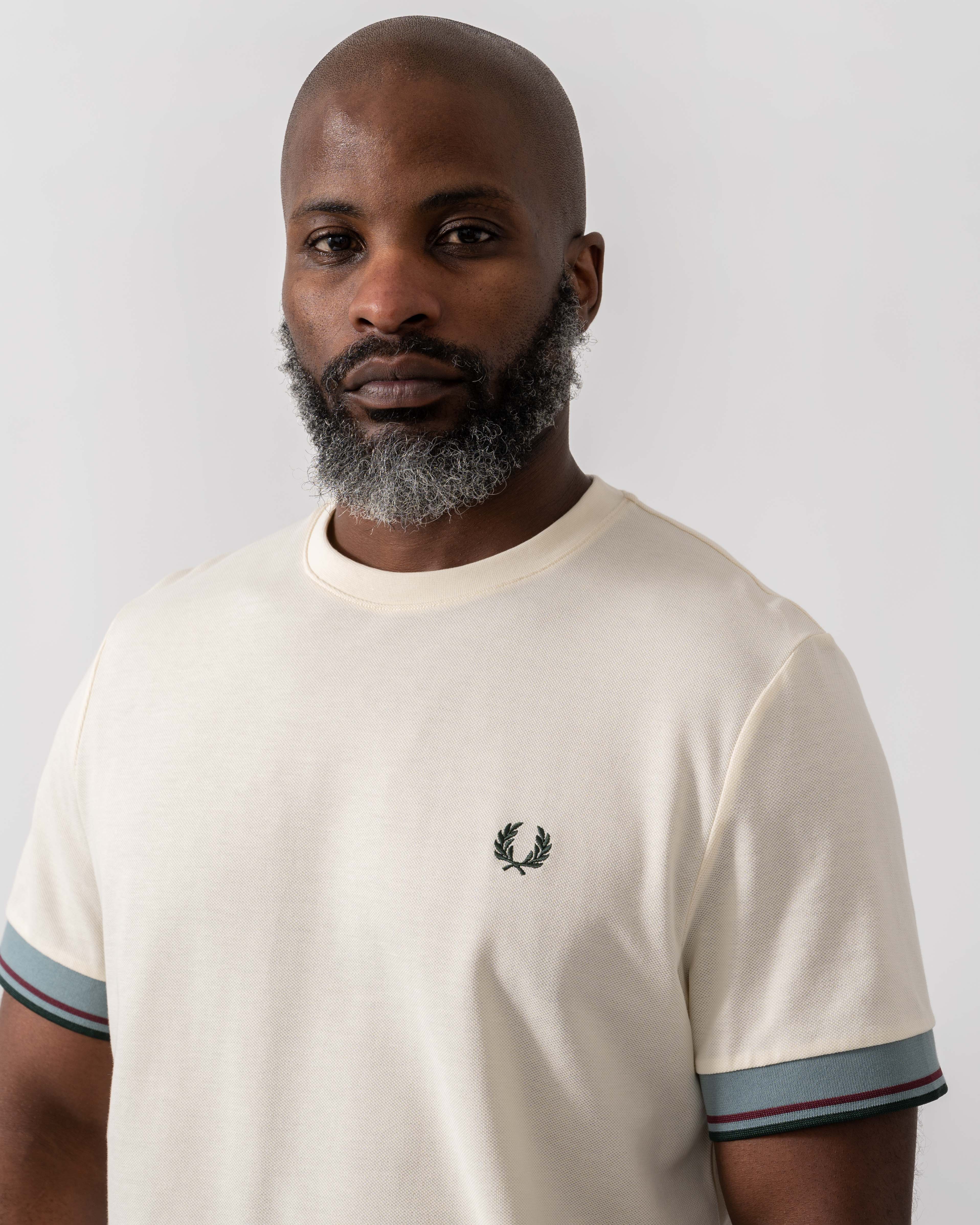 Fred Perry Mens Twin Tipped Cuff T-Shirt - Ecru 560 - Image 3