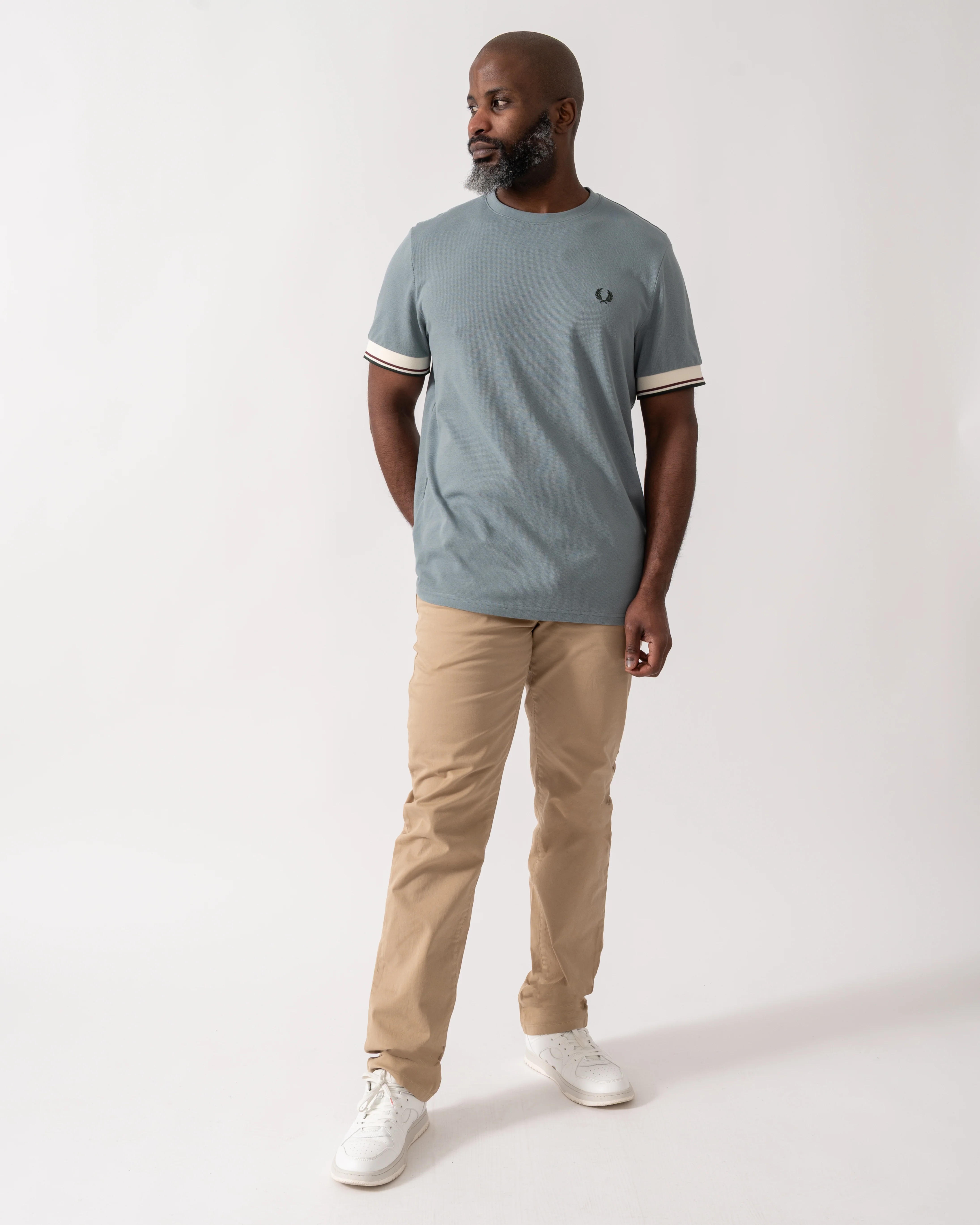 Fred Perry Mens Twin Tipped Cuff T-Shirt - Stockport Blue Z20 - Image 2