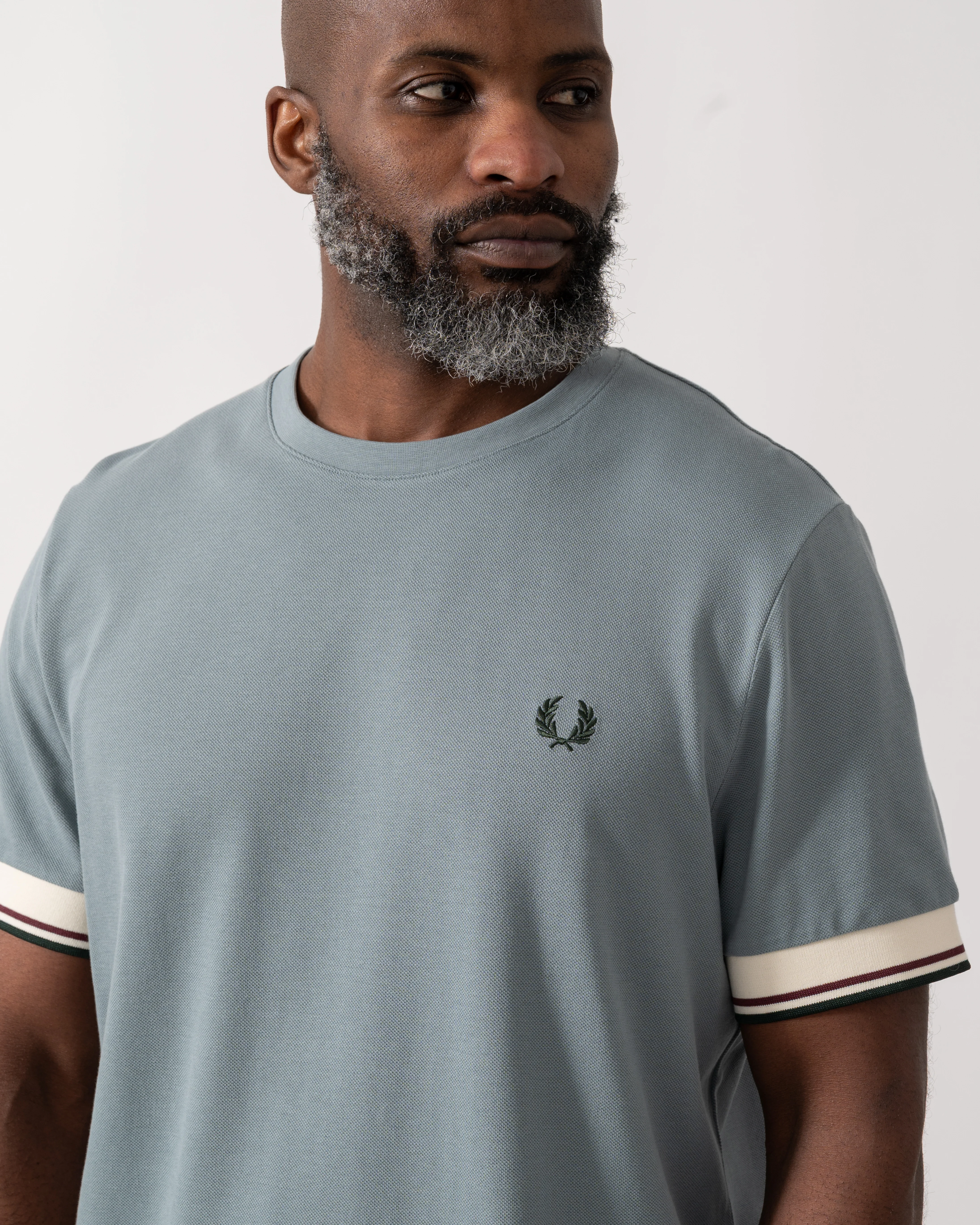 Fred Perry Mens Twin Tipped Cuff T-Shirt - Stockport Blue Z20 - Image 3