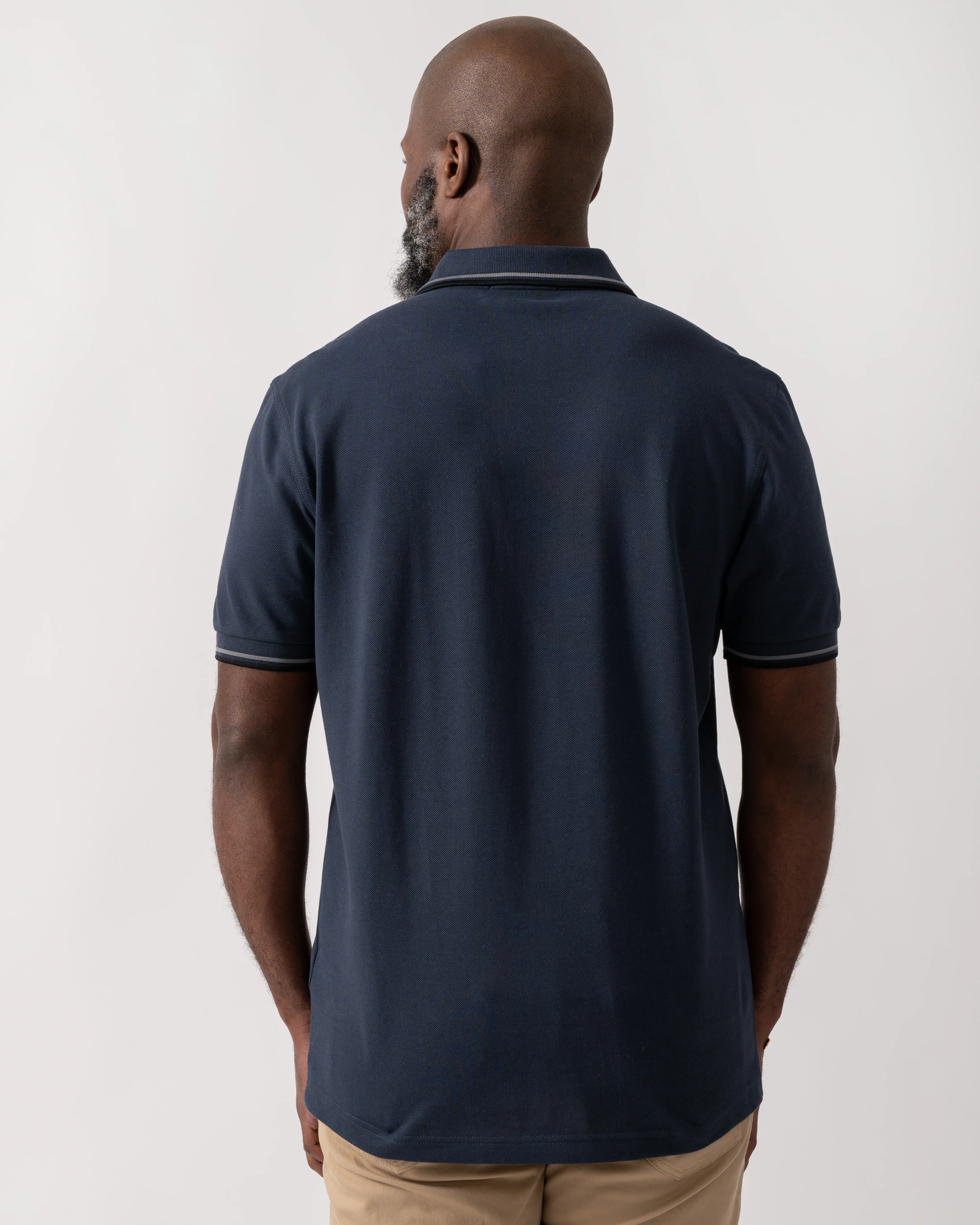 Fred Perry Mens Twin Tipped Signature Polo Shirt - Dark Airforce/Stockport Blue/Black 01B - Image 4