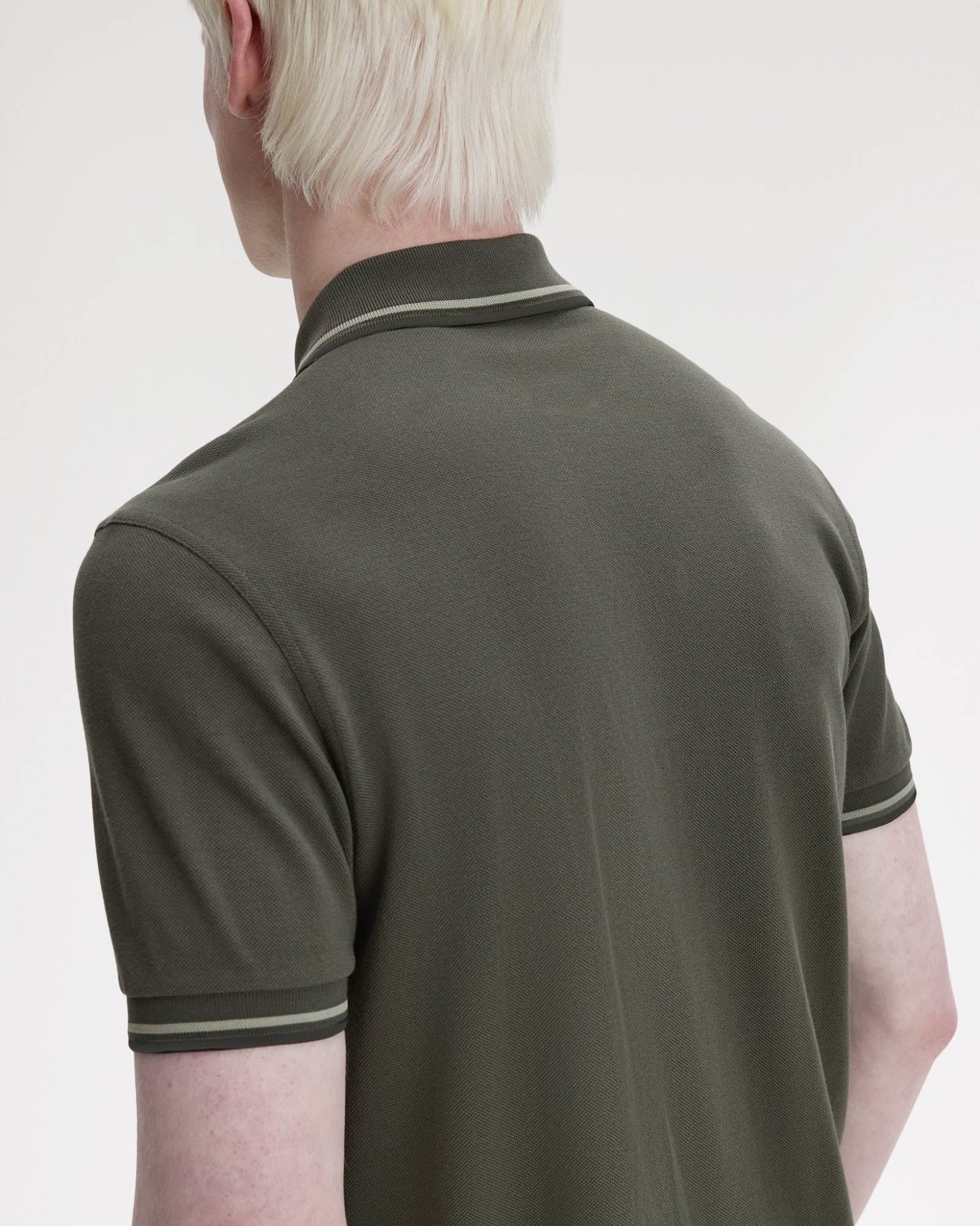 Fred Perry Mens Twin Tipped Signature Polo Shirt - Field Green/Seagrass/Black 04B - Image 3