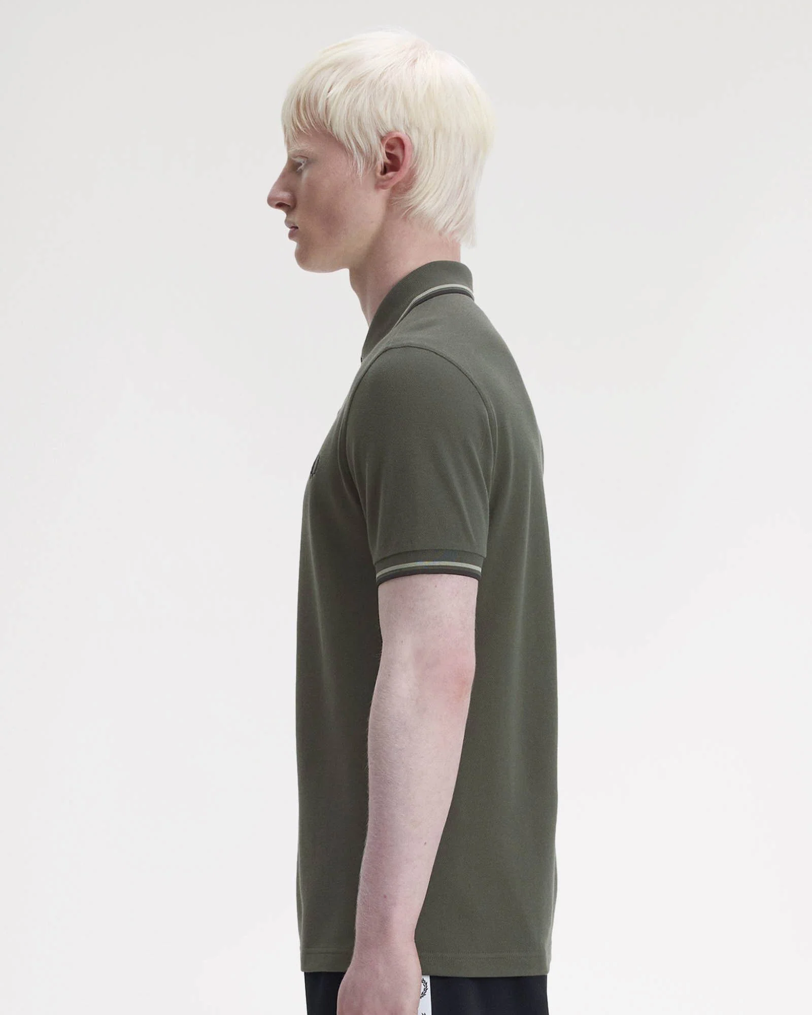 Fred Perry Mens Twin Tipped Signature Polo Shirt - Field Green/Seagrass/Black 04B - Image 5