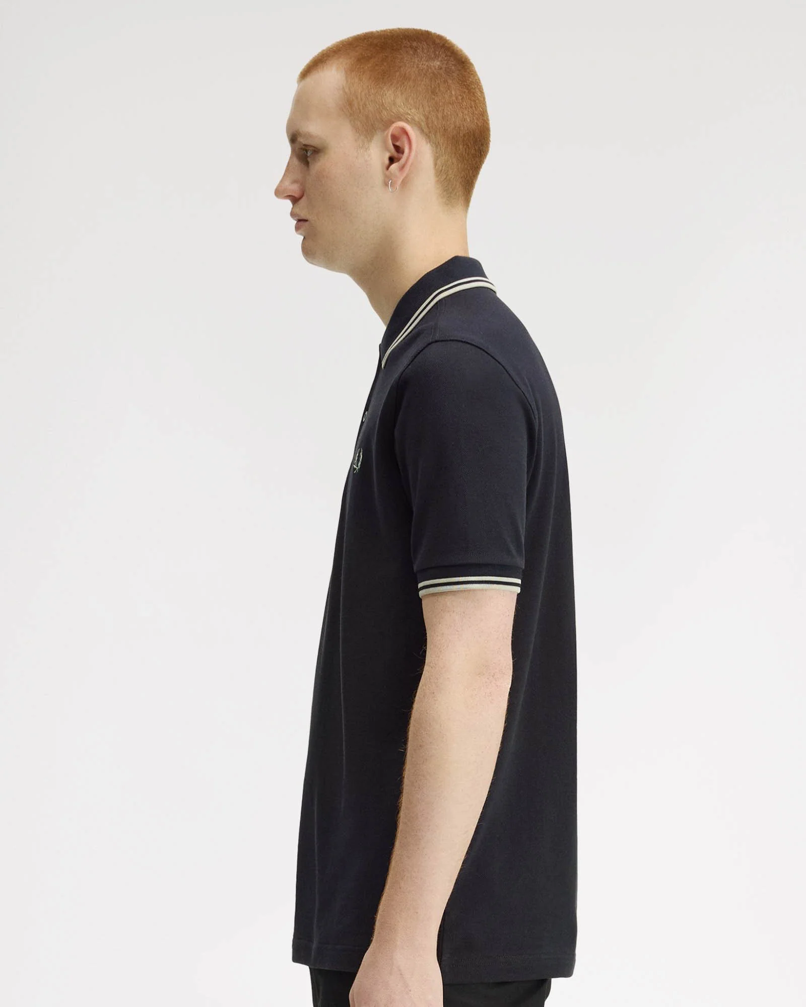 Fred Perry Mens Twin Tipped Signature Polo Shirt - Navy/Seagrass T73 - Image 5