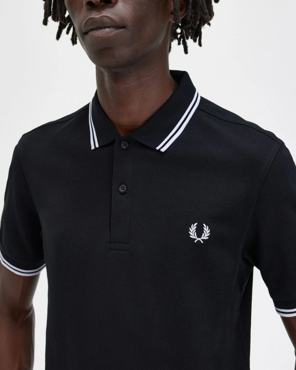 Fred Perry Mens Twin Tipped Signature Polo Shirt NOS - Black 350 - Image 2