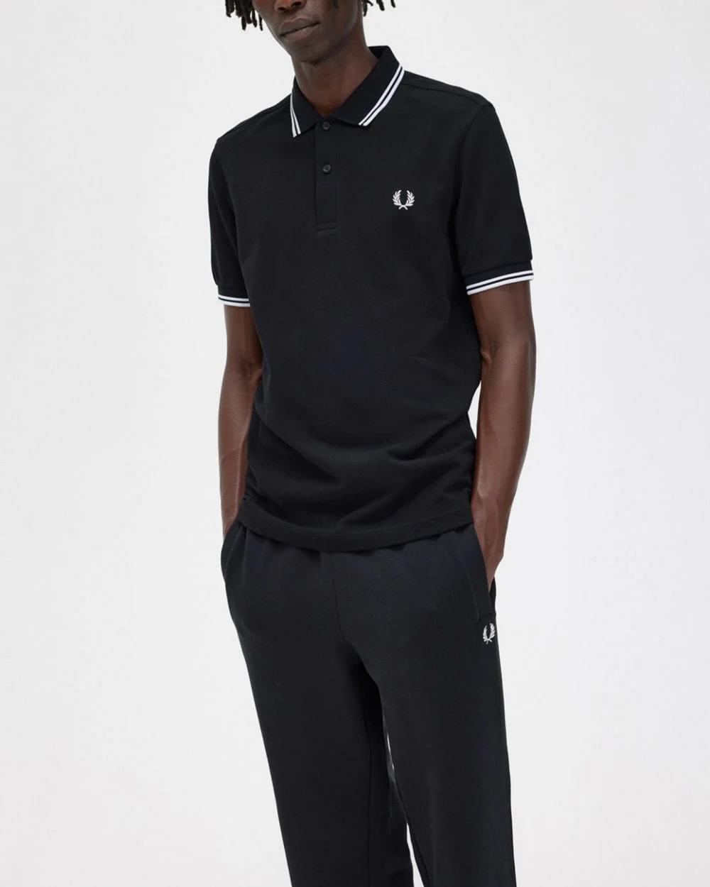 Fred Perry Mens Twin Tipped Signature Polo Shirt NOS - Black 350 - Image 3