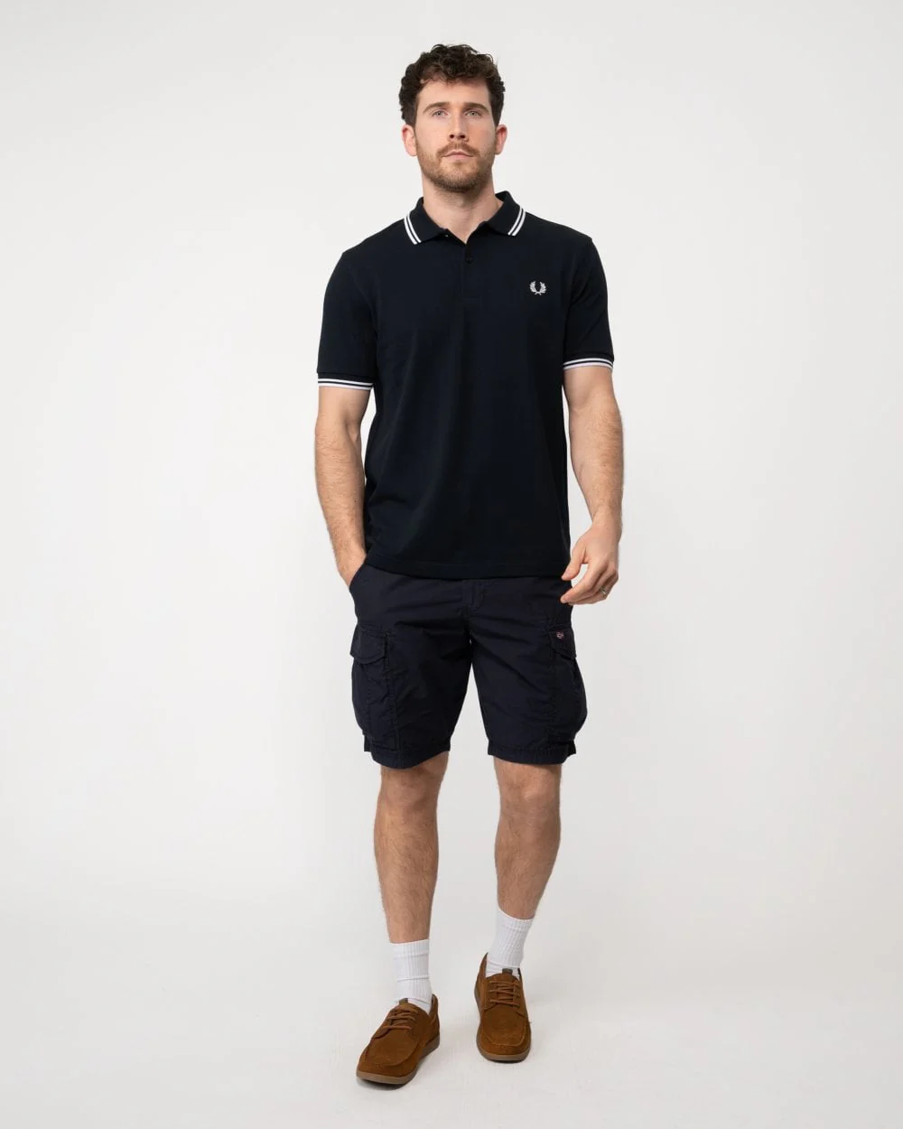 Fred Perry Mens Twin Tipped Signature Polo Shirt NOS - Navy/White 238 - Image 3