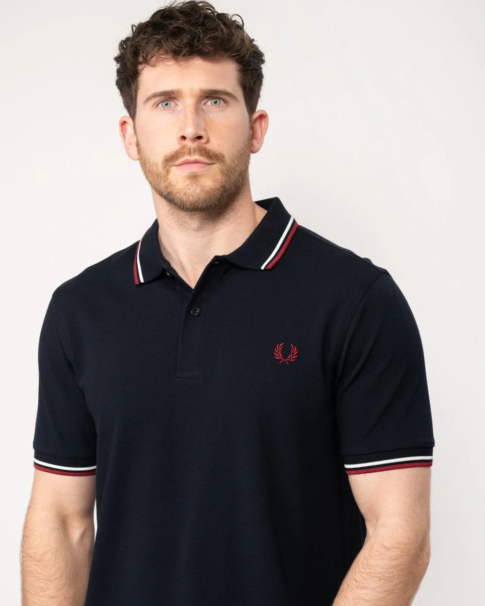 Fred Perry Mens Twin Tipped Signature Polo Shirt NOS - Navy/White/Red T55 - Image 2
