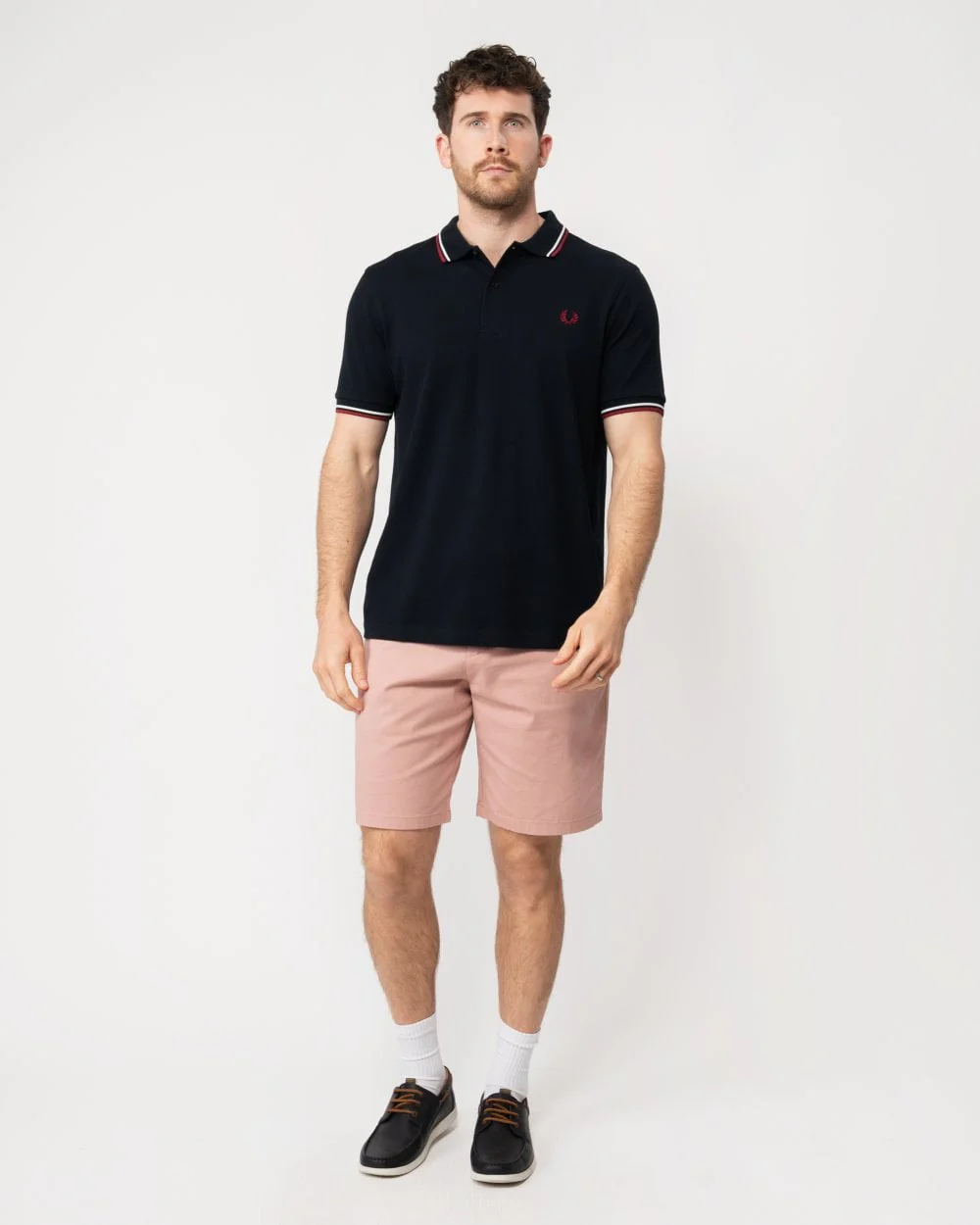 Fred Perry Mens Twin Tipped Signature Polo Shirt NOS - Navy/White/Red T55 - Image 3