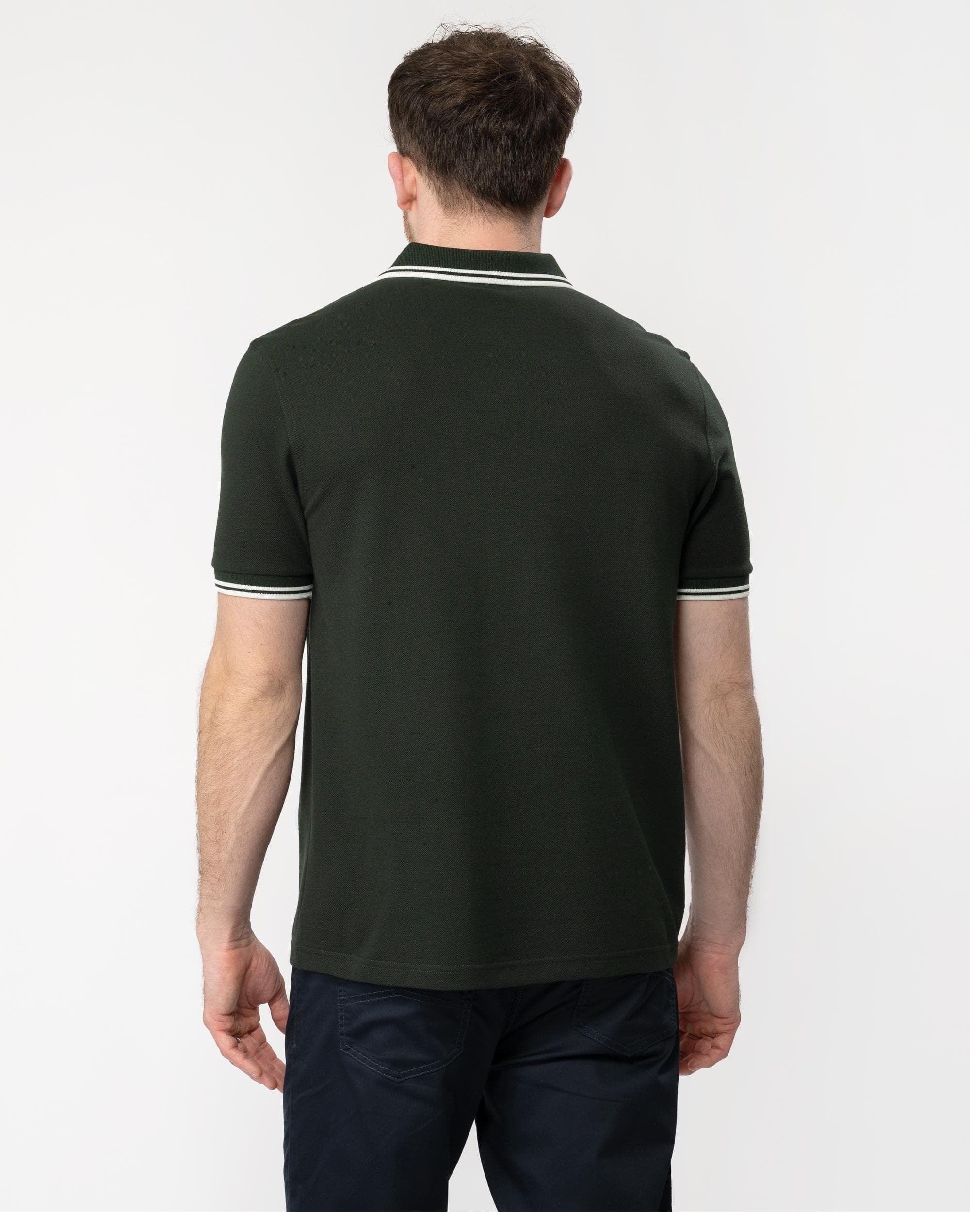 Fred Perry Mens Twin Tipped Signature Polo Shirt NOS - Night Green/White T50 - Image 3