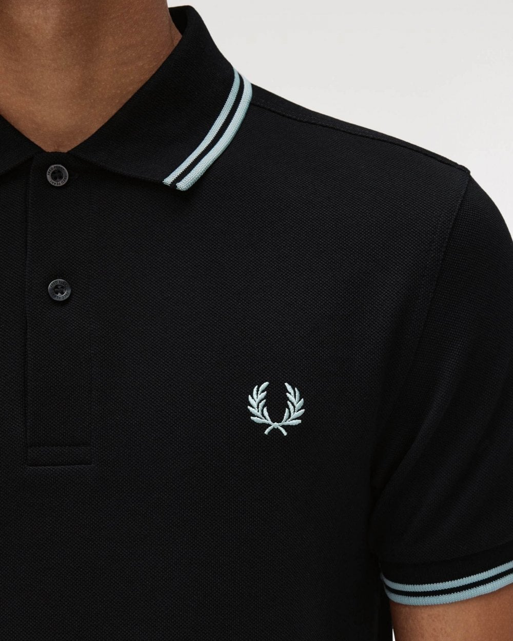 Fred Perry Mens Twin Tipped Signature Polo Shirt Pre A/W 25 - Black/Silver Blue Q46 - Image 3