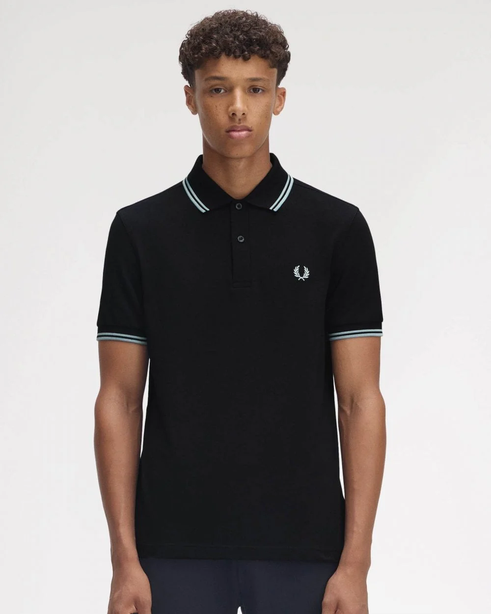 Fred Perry Mens Twin Tipped Signature Polo Shirt Pre A/W 25 - Black/Silver Blue Q46 - Image 4