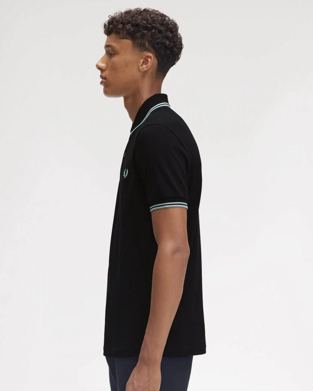 Fred Perry Mens Twin Tipped Signature Polo Shirt Pre A/W 25 - Black/Silver Blue Q46 - Image 5