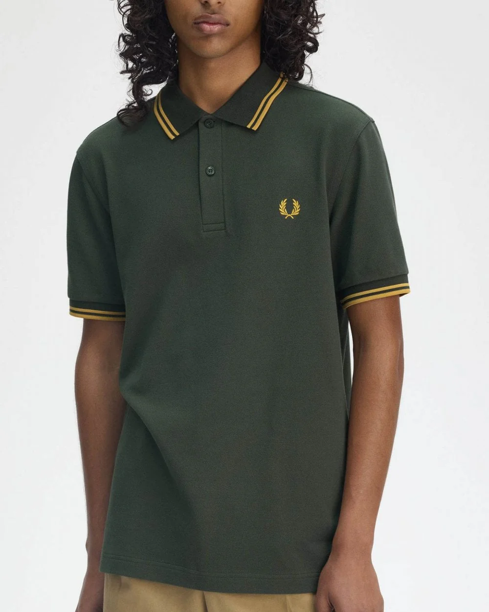 Fred Perry Mens Twin Tipped Signature Polo Shirt Pre A/W 25 - Court Green/Honeycomb Y22 - Image 2
