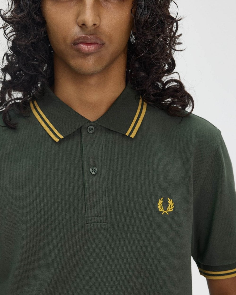 Fred Perry Mens Twin Tipped Signature Polo Shirt Pre A/W 25 - Court Green/Honeycomb Y22 - Image 4