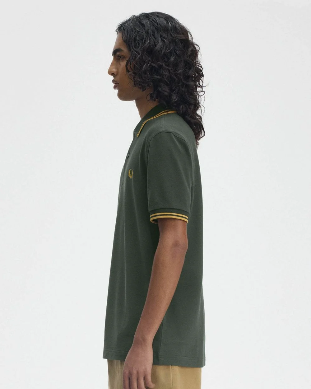 Fred Perry Mens Twin Tipped Signature Polo Shirt Pre A/W 25 - Court Green/Honeycomb Y22 - Image 6
