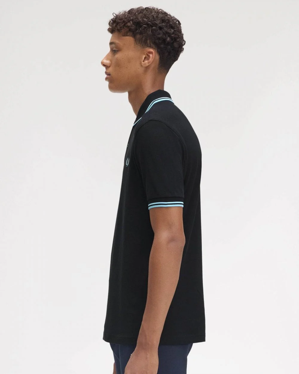 Fred Perry Mens Twin Tipped Signature Polo Shirt Pre A/W 25 - Navy/Mint Blue Y60 - Image 5