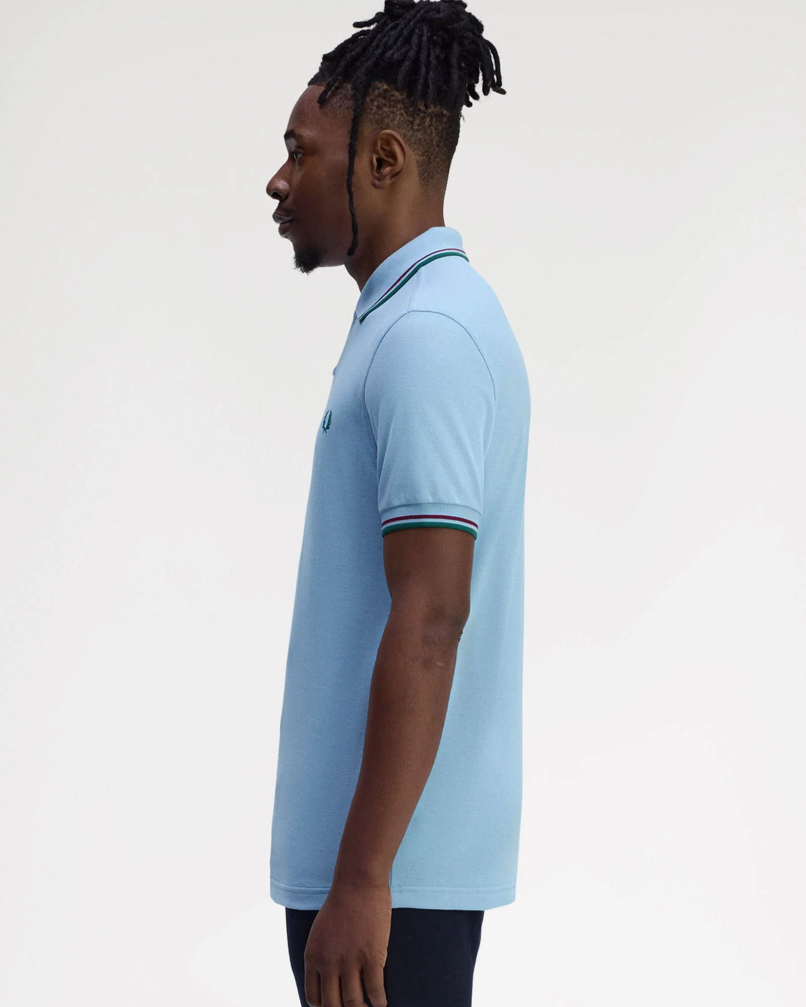 Fred Perry Mens Twin Tipped Signature Polo Shirt - Track Blue/Burnt Red/ Sport Green Z55 - Image 6