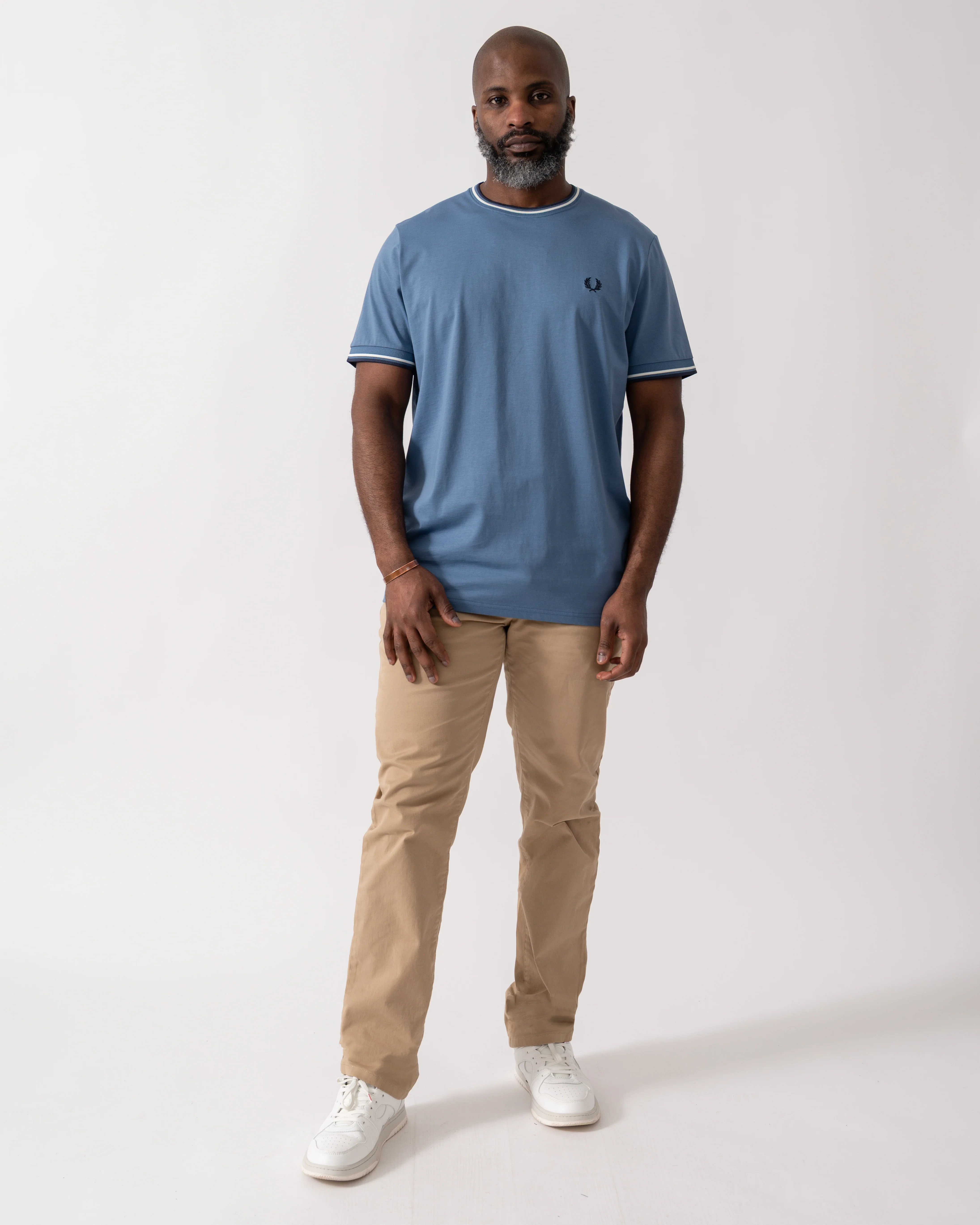 Fred Perry Mens Twin Tipped T-Shirt - Ace Blue/Snow White/Tennis Blue 89A - Image 2