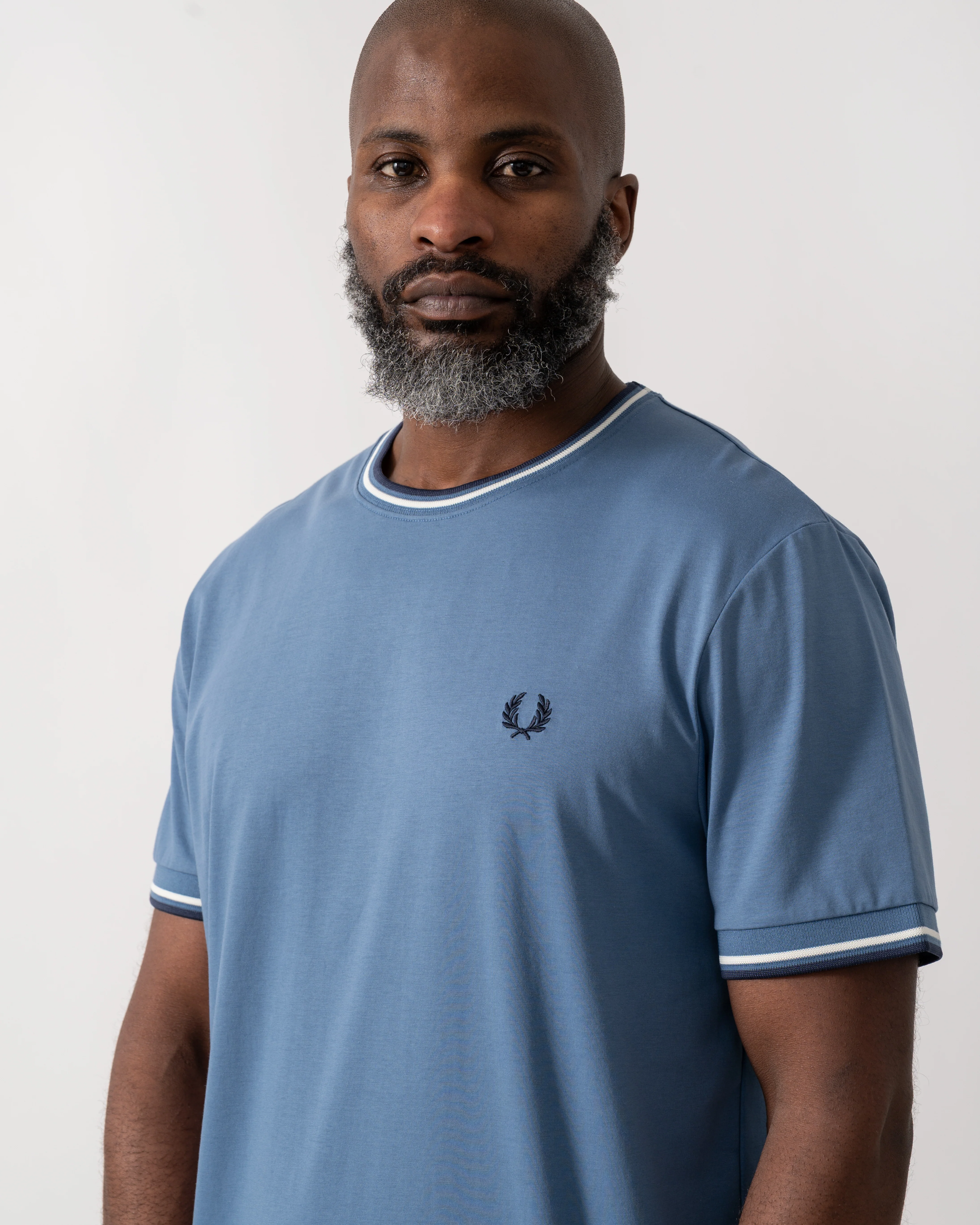 Fred Perry Mens Twin Tipped T-Shirt - Ace Blue/Snow White/Tennis Blue 89A - Image 3