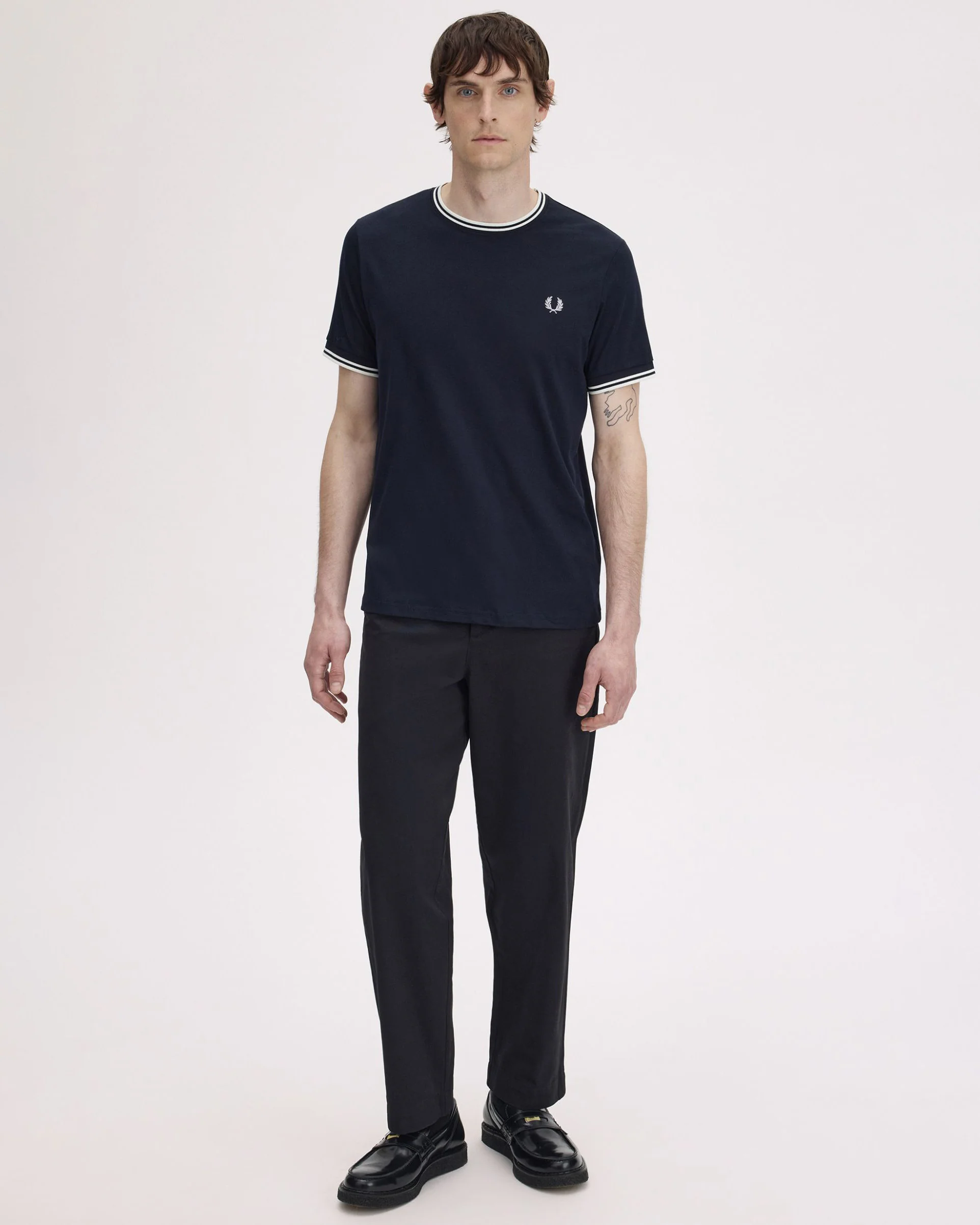 Fred Perry Mens Twin Tipped T-Shirt - Navy/Ice/Ice 795 - Image 3