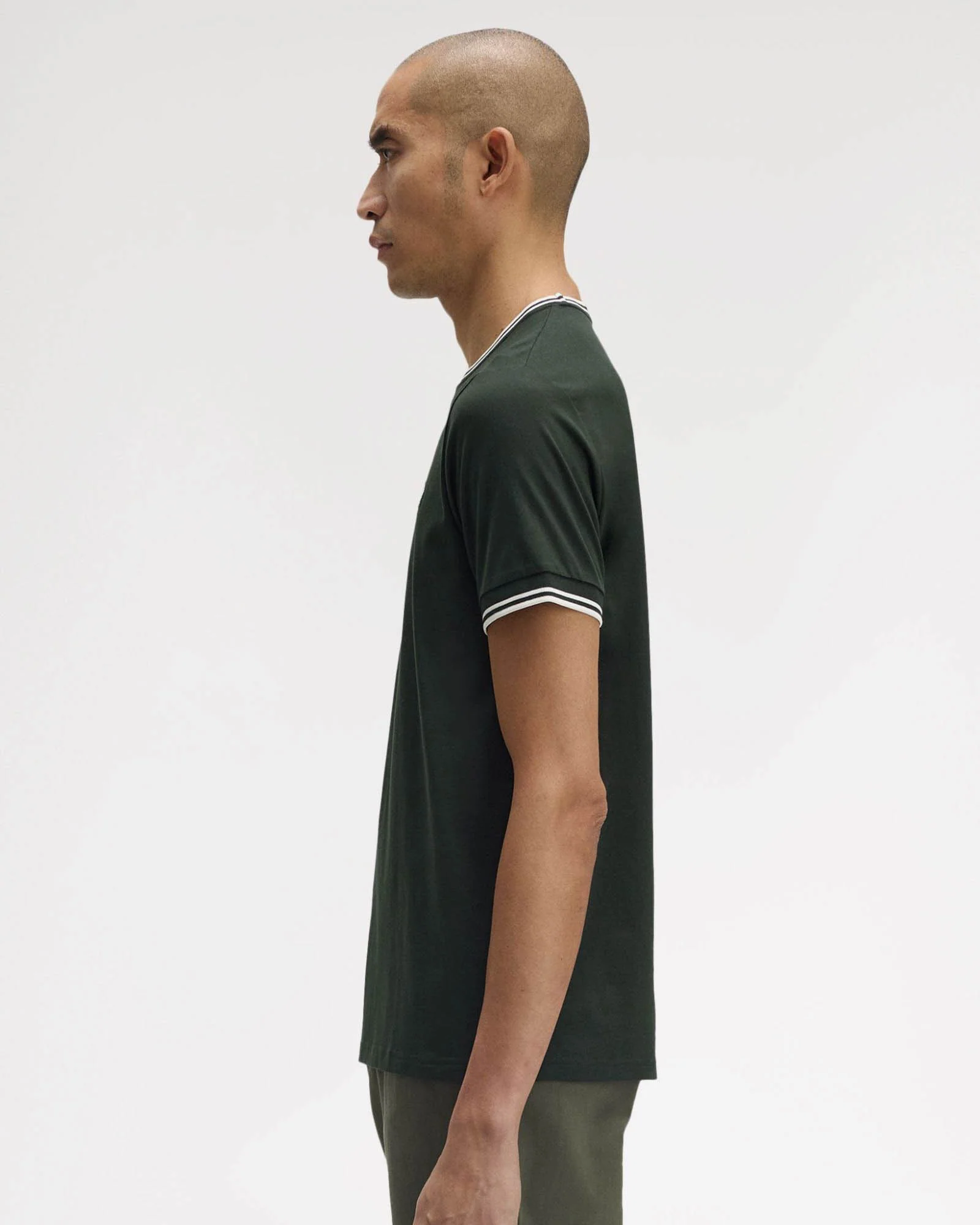 Fred Perry Mens Twin Tipped T-Shirt - Night Green/Snow White/Snow White T50 - Image 4