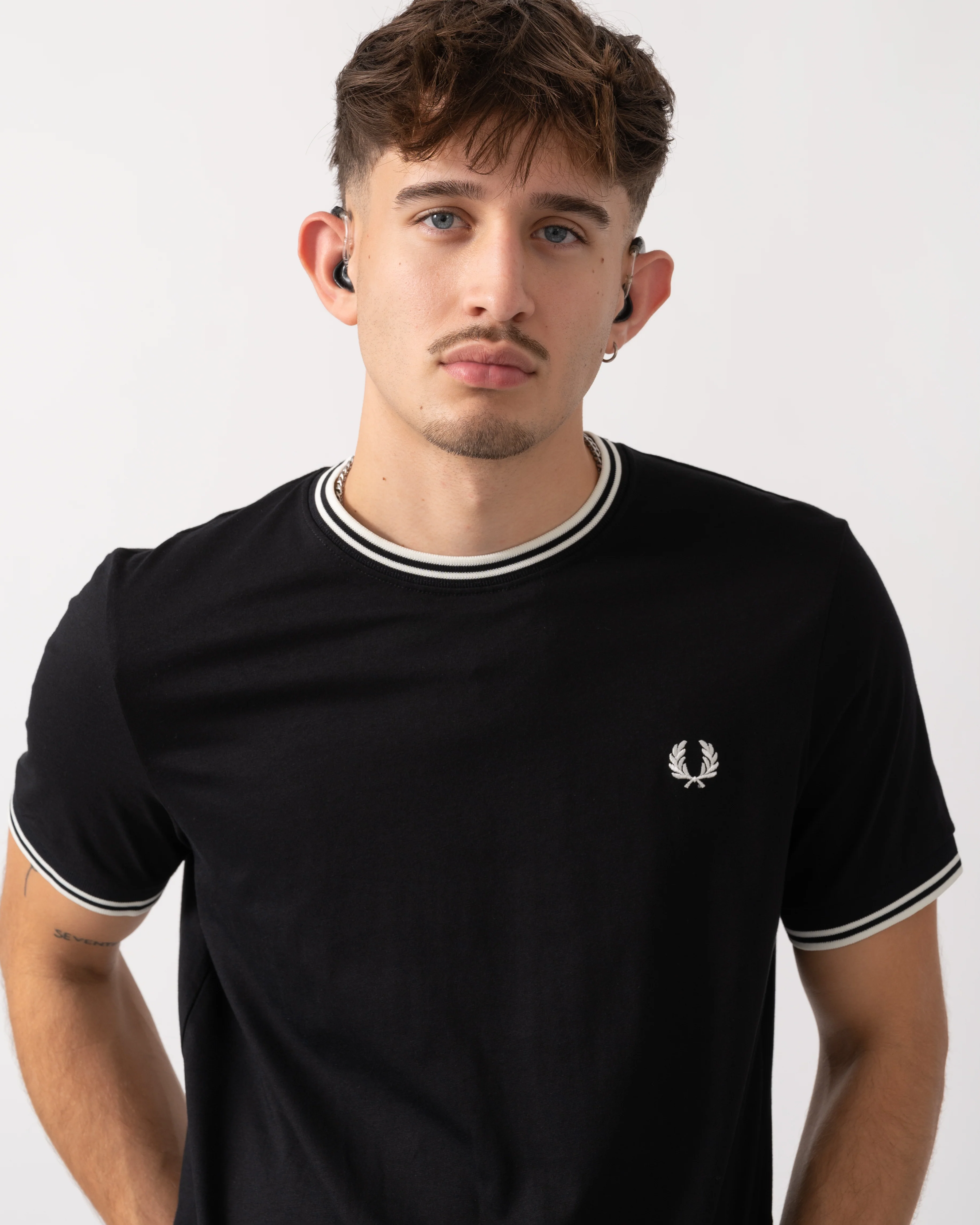 Fred Perry Mens Twin Tipped T-Shirt NOS - Black 102 - Image 2