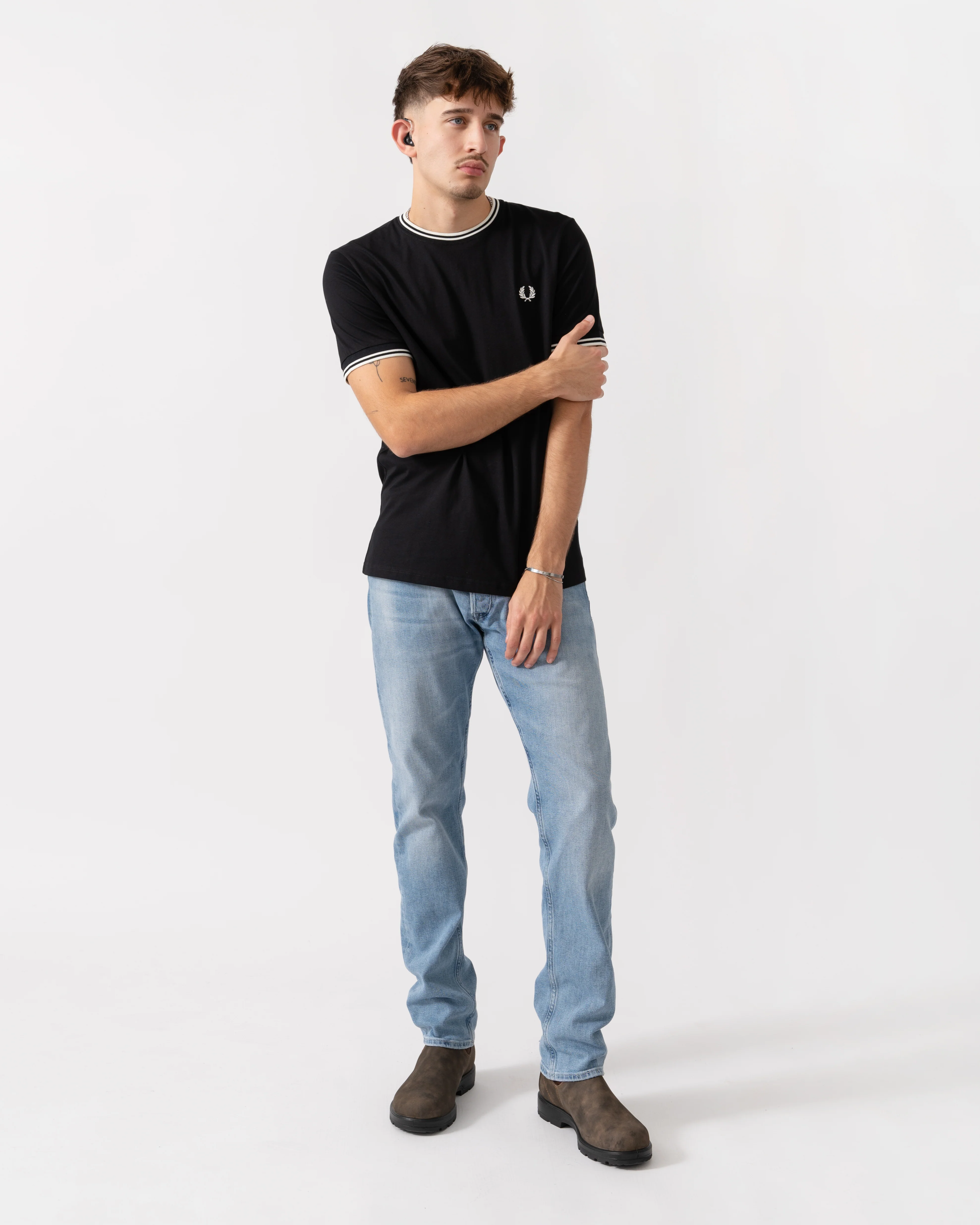 Fred Perry Mens Twin Tipped T-Shirt NOS - Black 102 - Image 3