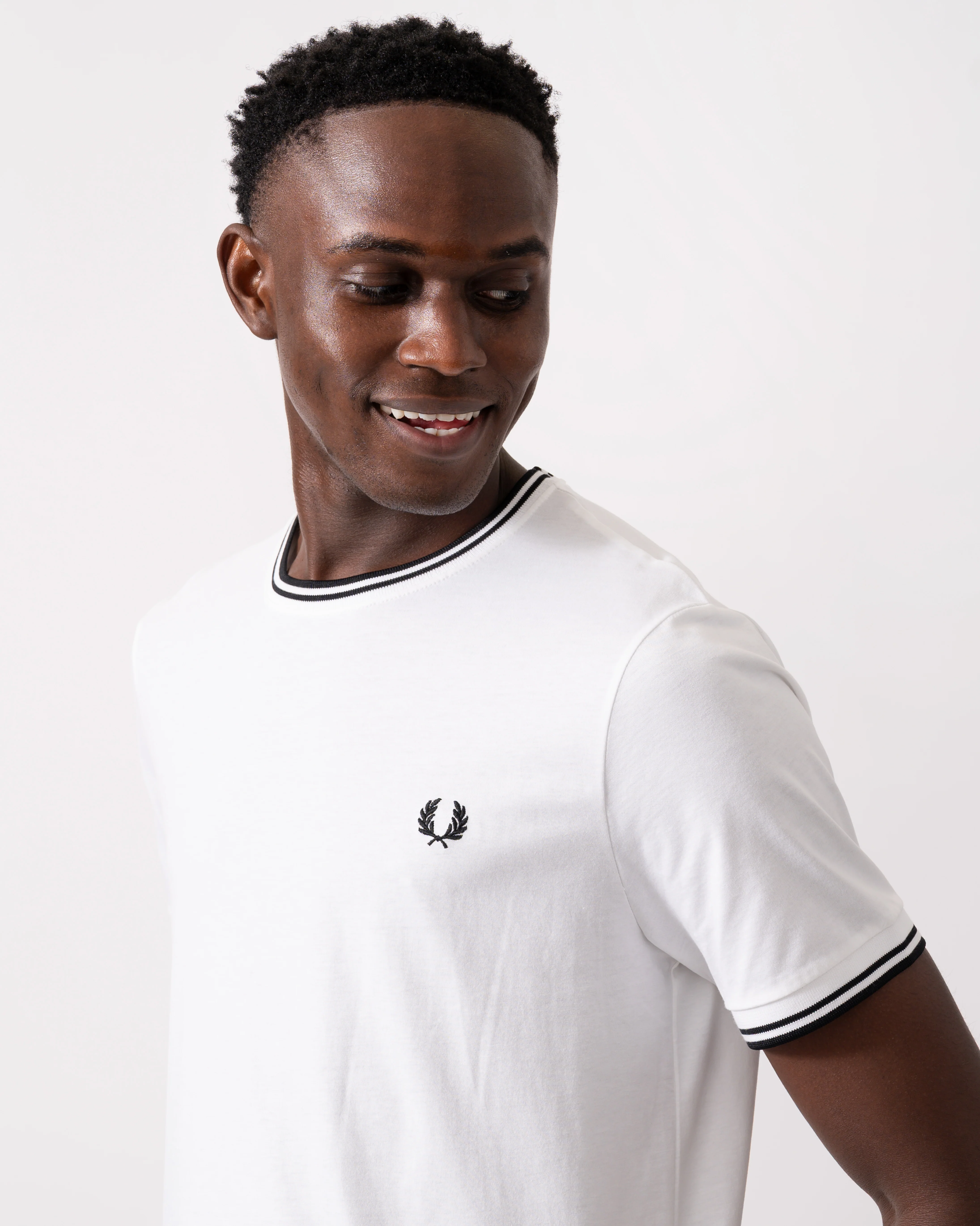 Fred Perry Mens Twin Tipped T-Shirt NOS - White 100 - Image 2