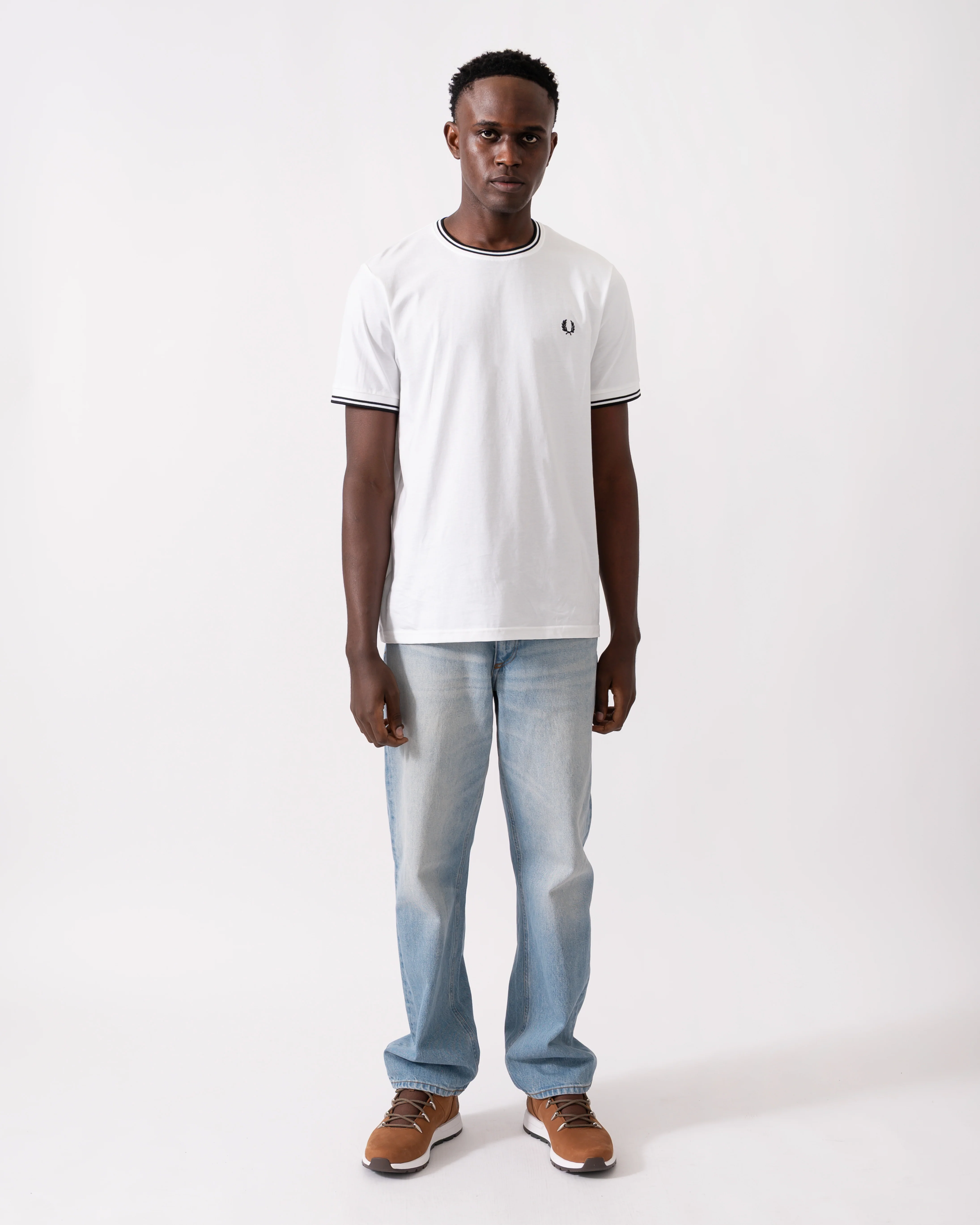 Fred Perry Mens Twin Tipped T-Shirt NOS - White 100 - Image 3