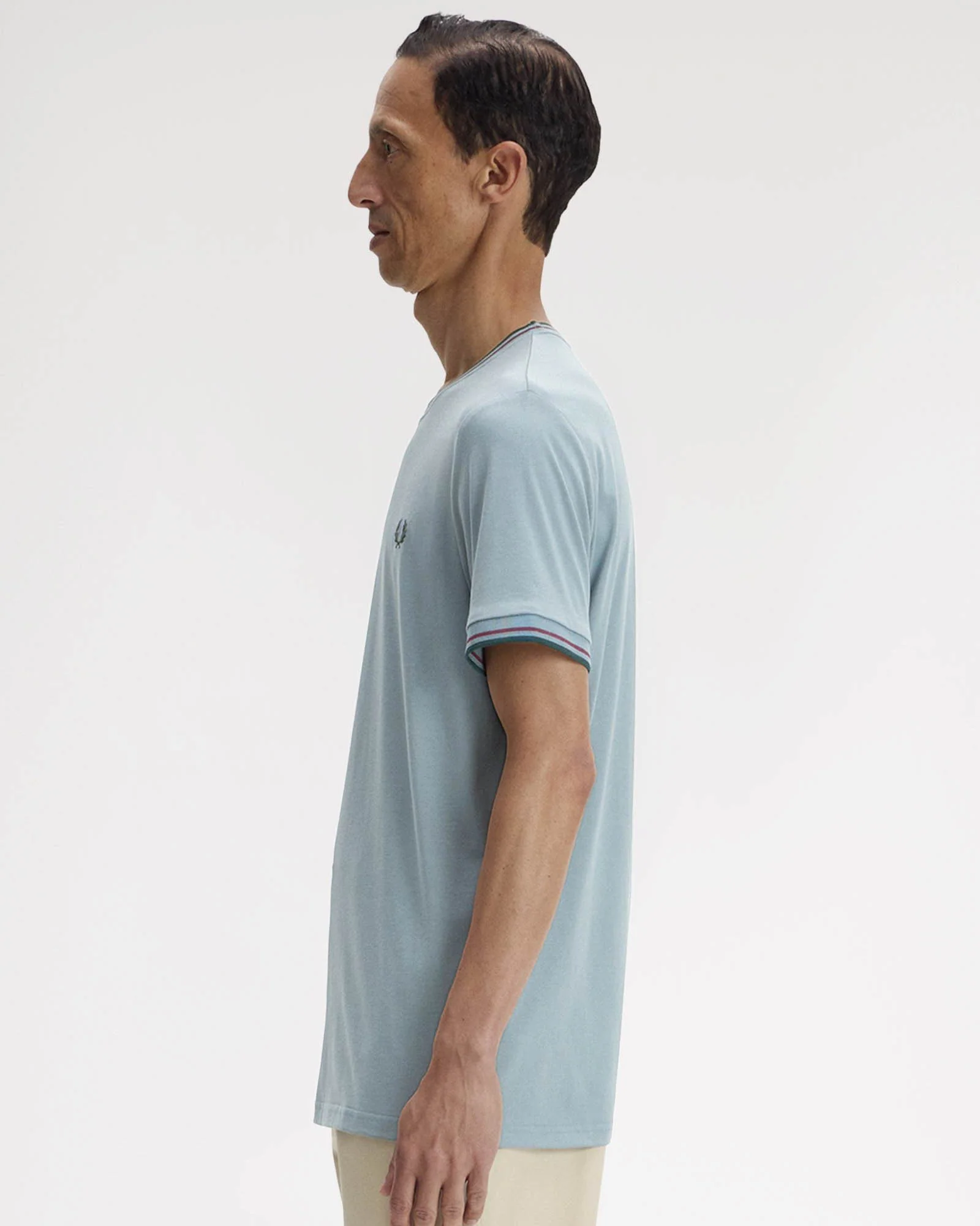 Fred Perry Mens Twin Tipped T-Shirt - Stockport Blue/Oxblood/Grassroots 98A - Image 3