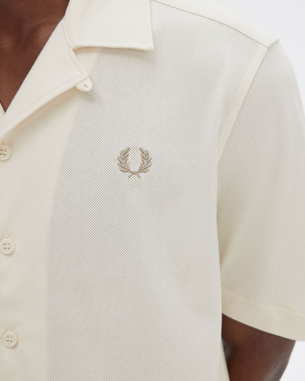 Fred Perry Mens Woven Mesh Revere Collar Shirt - Image 2