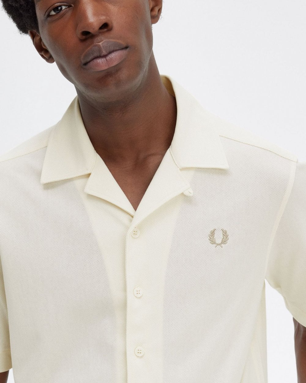 Fred Perry Mens Woven Mesh Revere Collar Shirt - Image 4