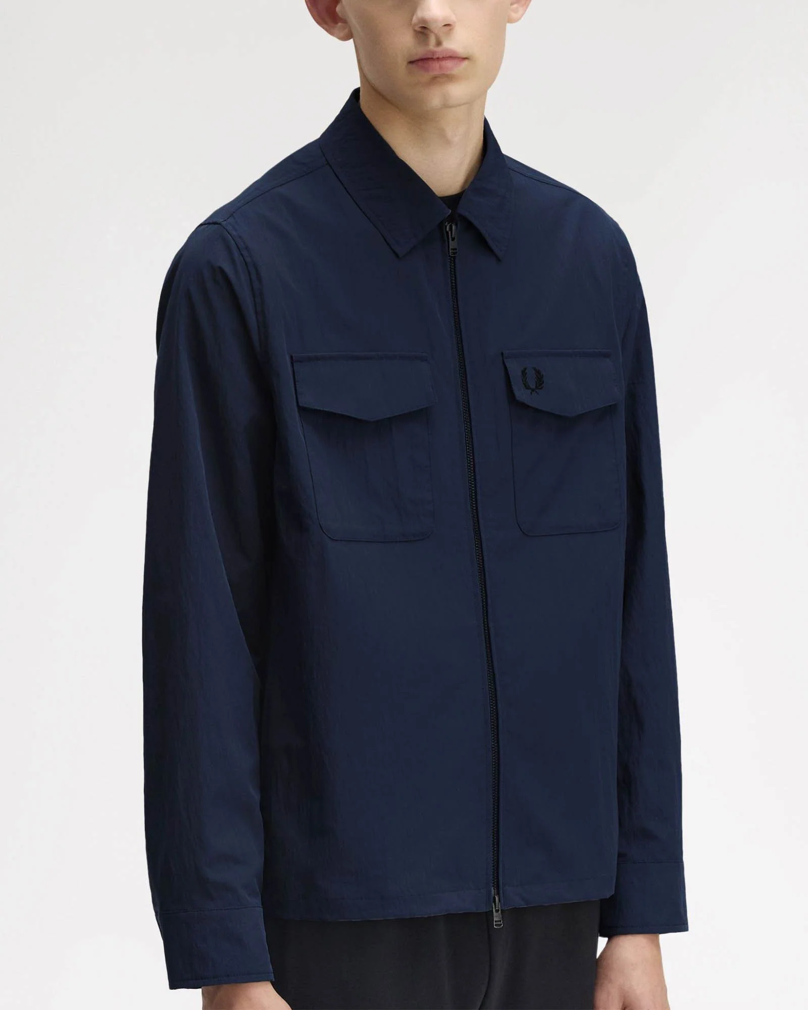 Fred Perry Mens Zip Overshirt - Dark Airforce 738 - Image 2