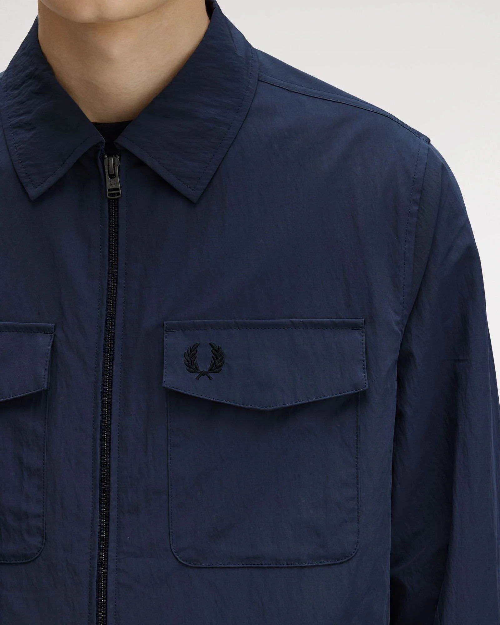 Fred Perry Mens Zip Overshirt - Dark Airforce 738 - Image 3