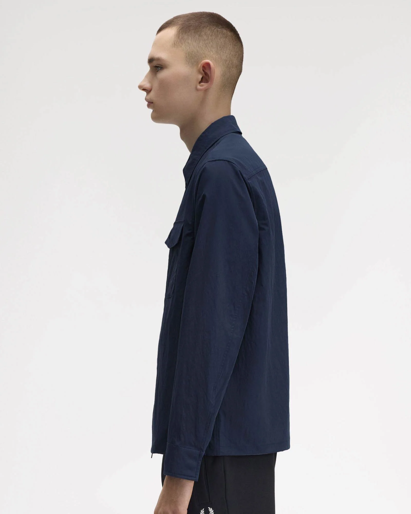 Fred Perry Mens Zip Overshirt - Dark Airforce 738 - Image 4