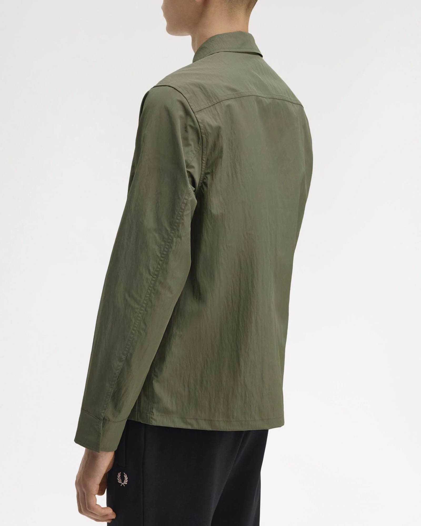 Fred Perry Mens Zip Overshirt - Laurel Wreath Green X21 - Image 3