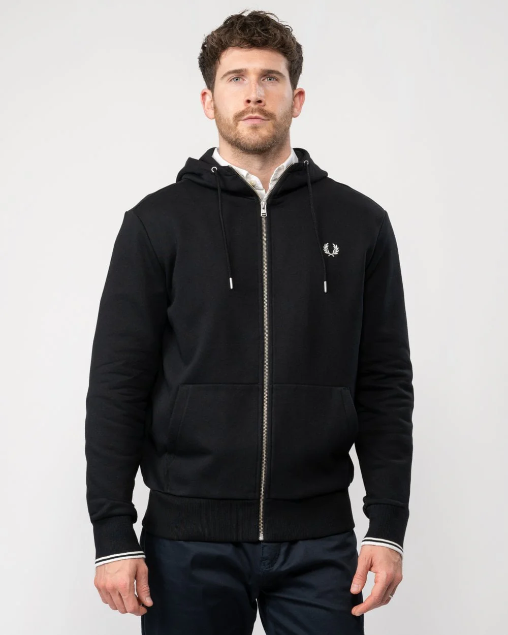 Fred Perry Mens Zip Through Hoodie NOS - Black 198